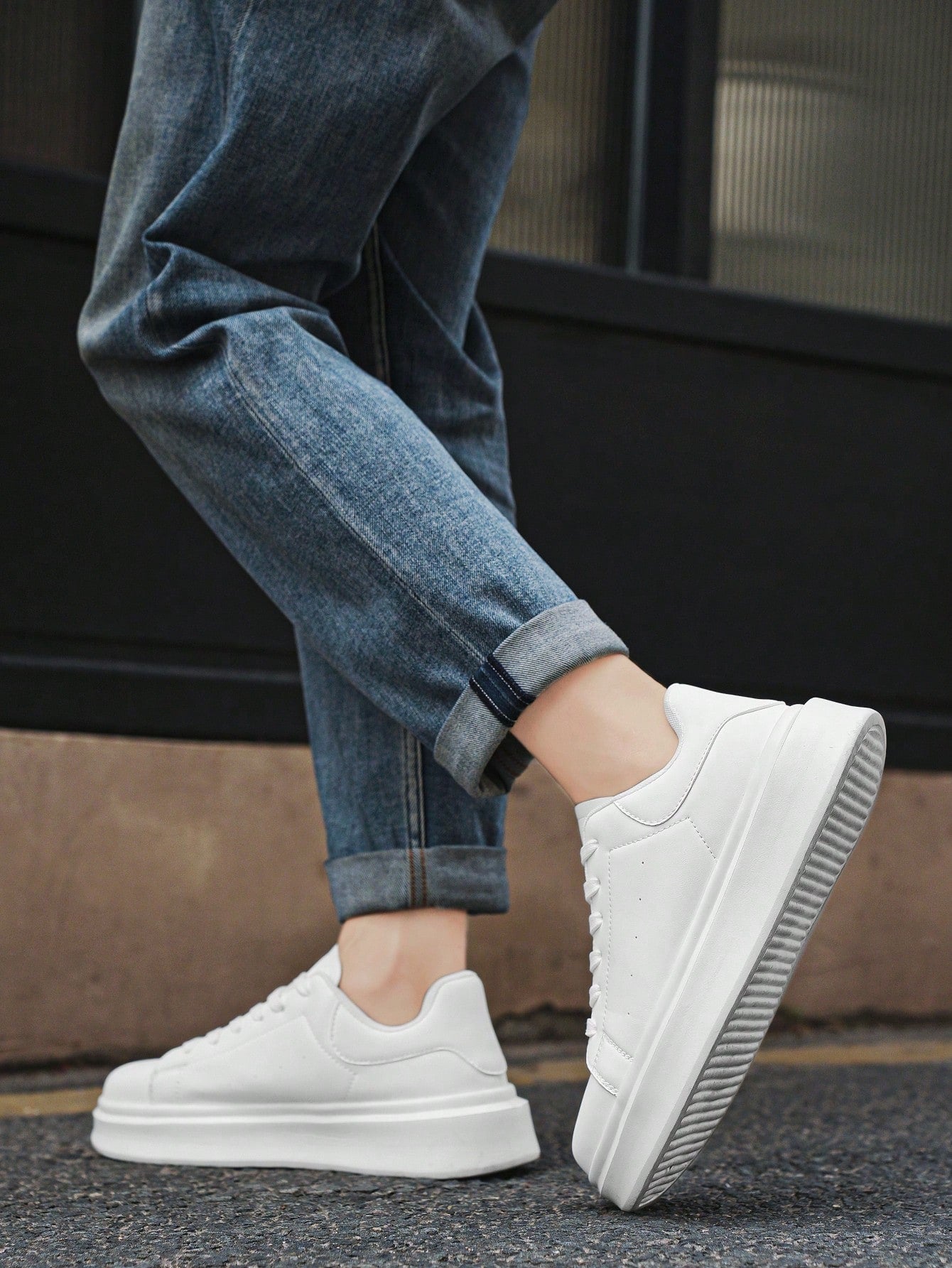 Tênis Masculino Plataforma Casual Design Minimalista Leve Tênis Masculino Plataforma Casual Design Minimalista Leve