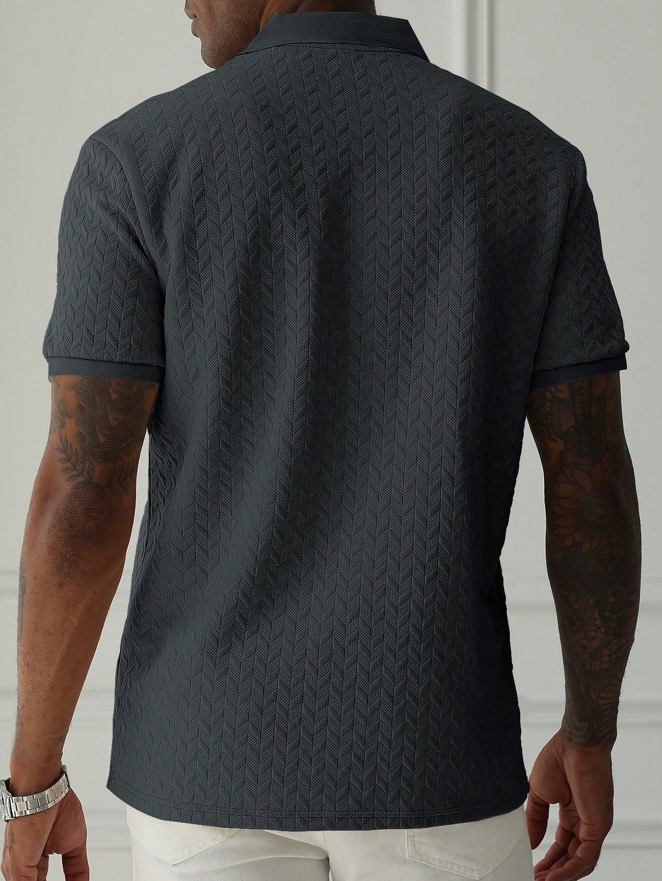 Camisa Polo Masculina Texturizada Estilo Moderno Elegante Camisa Polo Masculina Texturizada Estilo Moderno Elegante