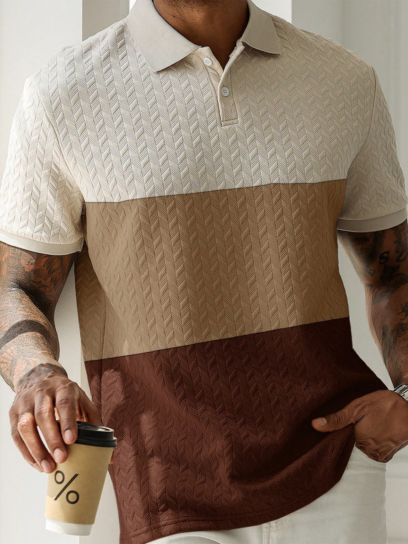 Camisa Polo Masculina Em Blocos Textura De Alta Classe Camisa Polo Masculina Em Blocos Textura De Alta Classe