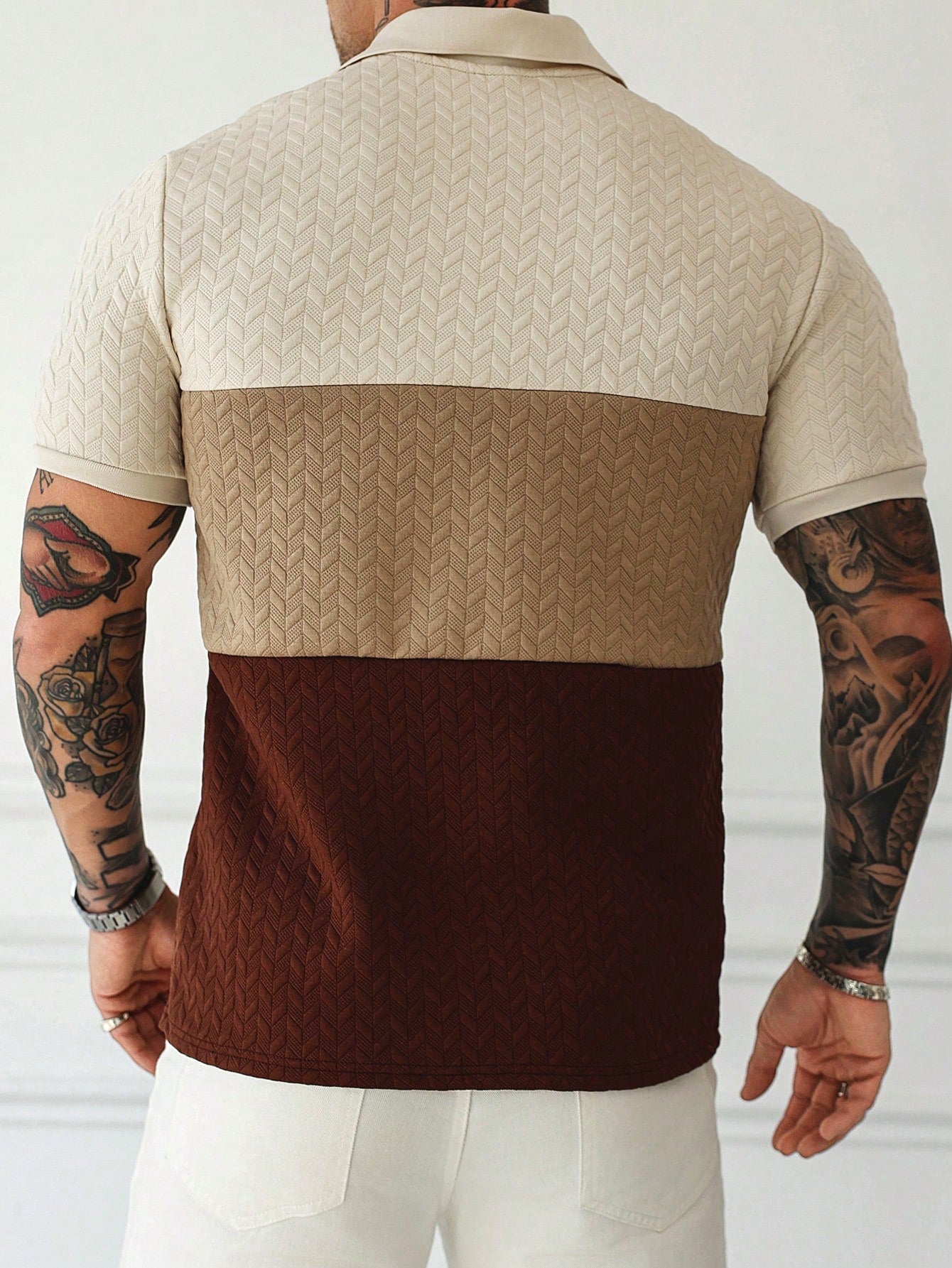 Camisa Polo Masculina Em Blocos Textura De Alta Classe Camisa Polo Masculina Em Blocos Textura De Alta Classe