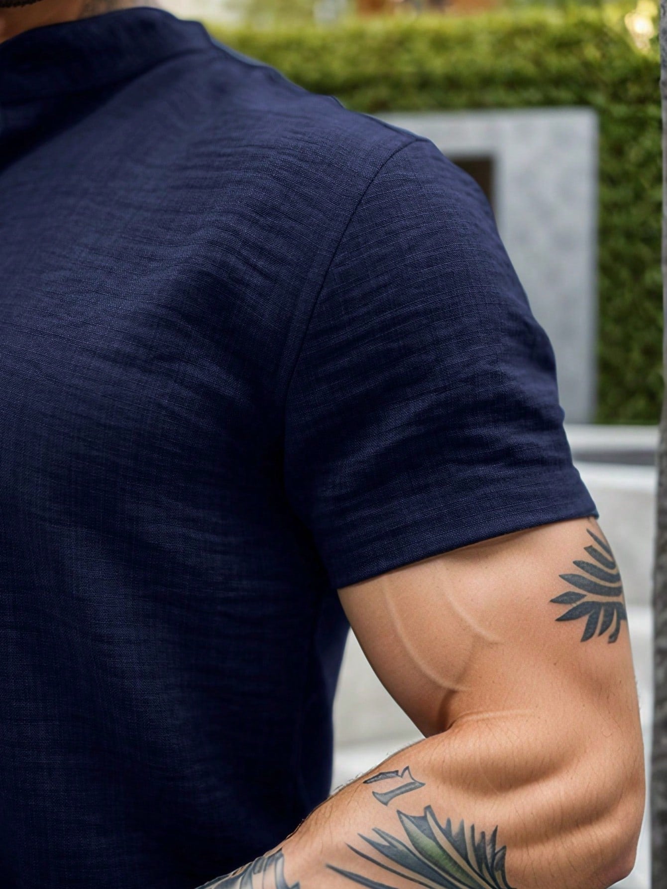 Camisa Masculina Gola Padre Slim Caimento Impecável Camisa Masculina Gola Padre Slim Caimento Impecável