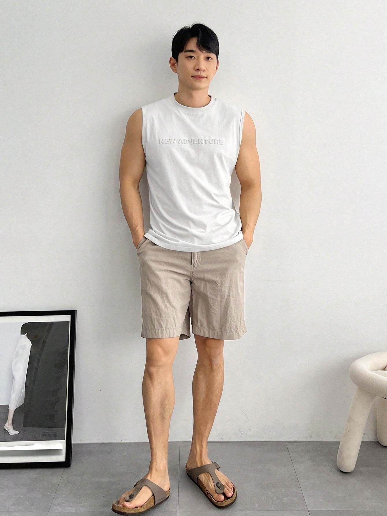 Camiseta Regata Masculina Estampa De Letras Gola Redonda Camiseta Regata Masculina Estampa De Letras Gola Redonda