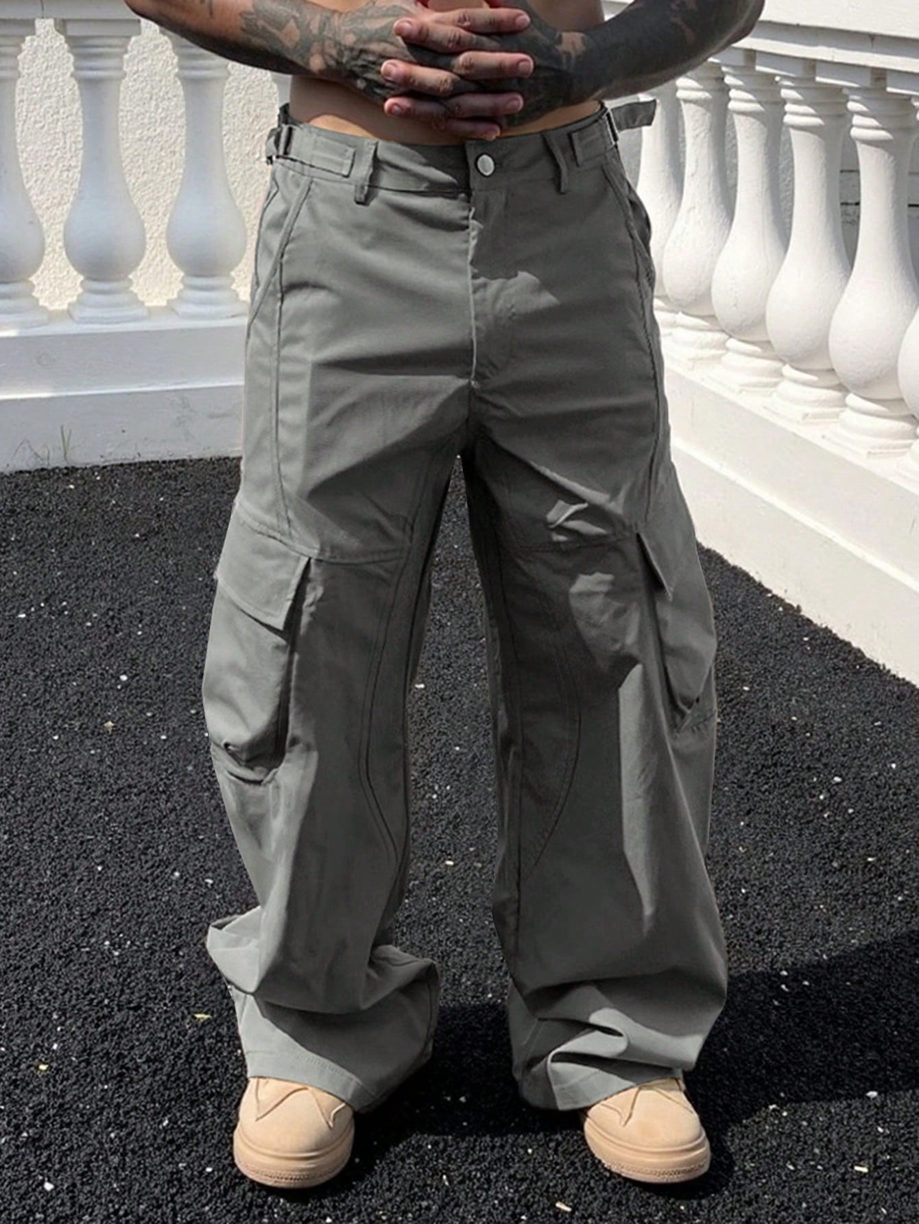 Calça Masculina Wide Leg Com Rebites E Caimento Solto Calça Masculina Wide Leg Com Rebites E Caimento Solto