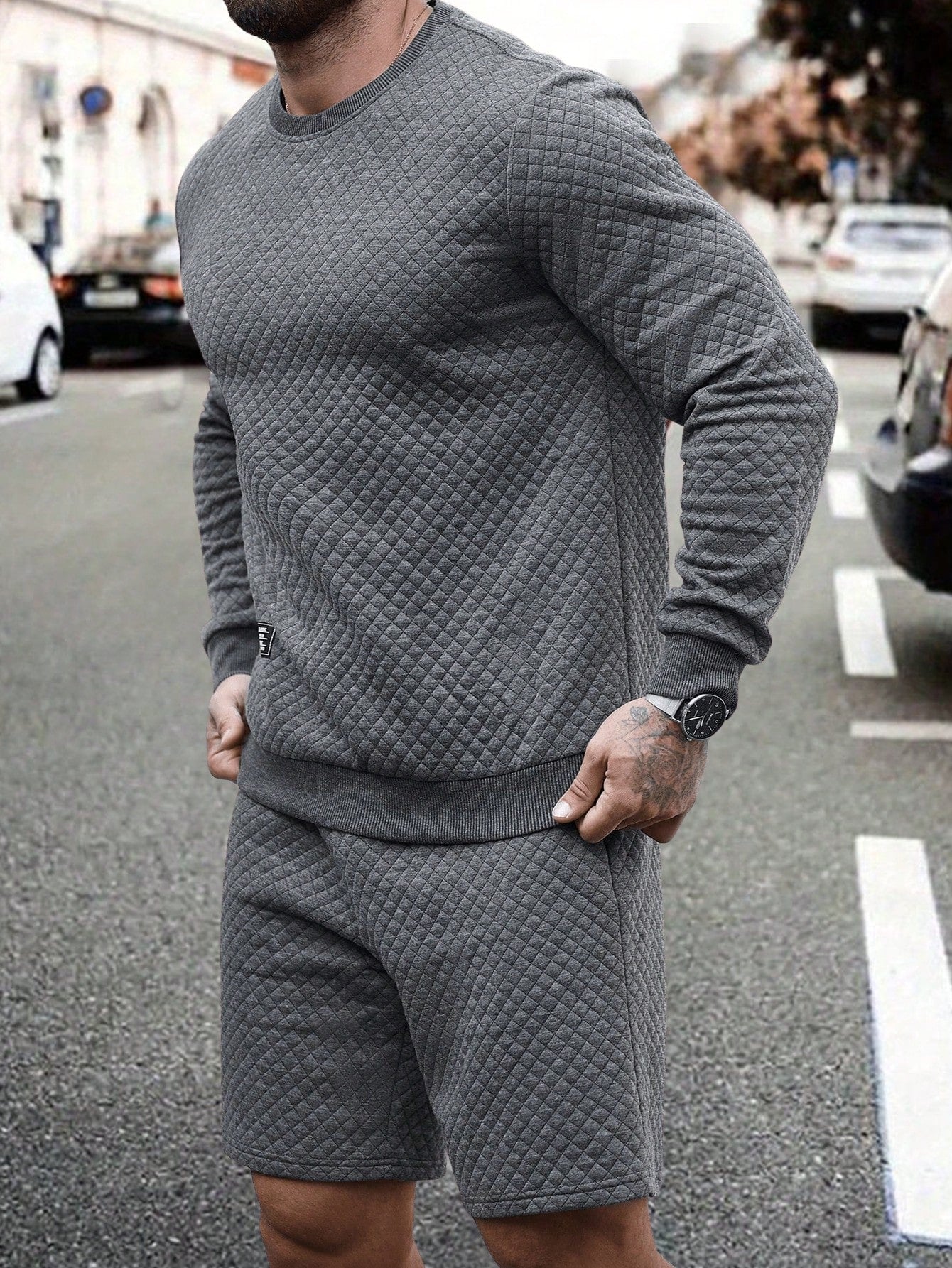 Conjunto Masculino Conjunto Texturizado Com Blusa E Shorts Casuais Conjunto Masculino Conjunto Texturizado Com Blusa E