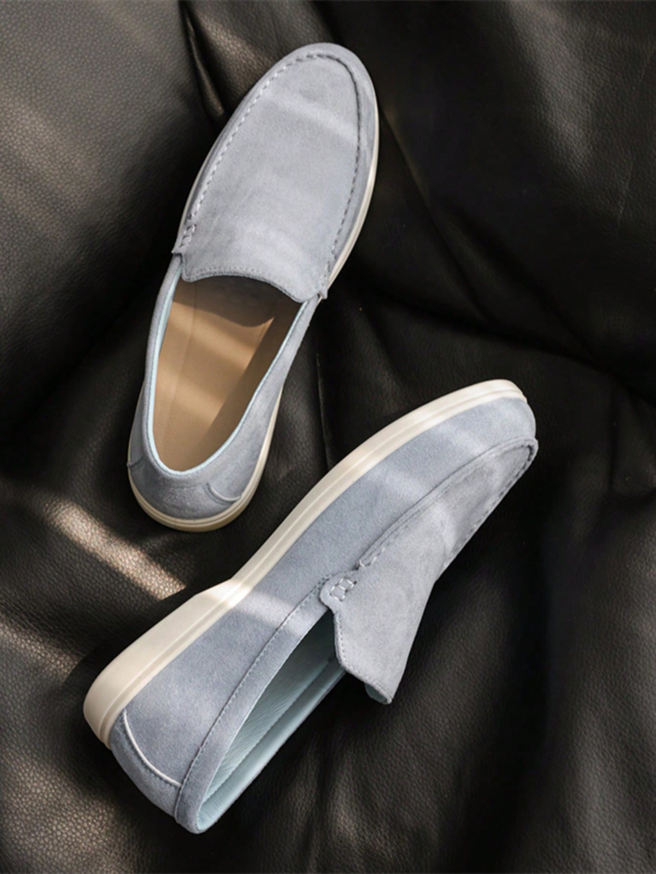 Mocassim Masculino Slip-On Casual Confortável Leve Azul Empoeirado / 36 Mocassim Masculino Slip-On Casual Confortável