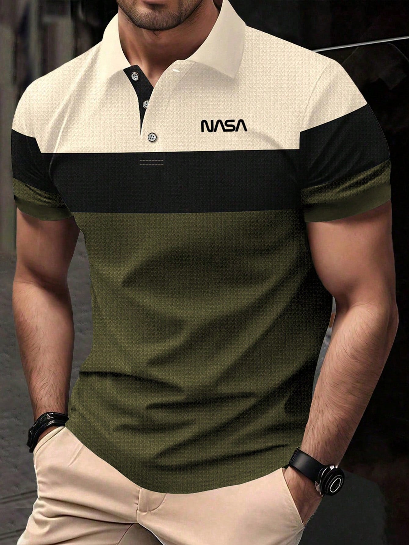 Camisa Polo Masculina Casual Design Clássico Três Cores Verde Militar / PP Camisa Polo Masculina Casual Design Clássico