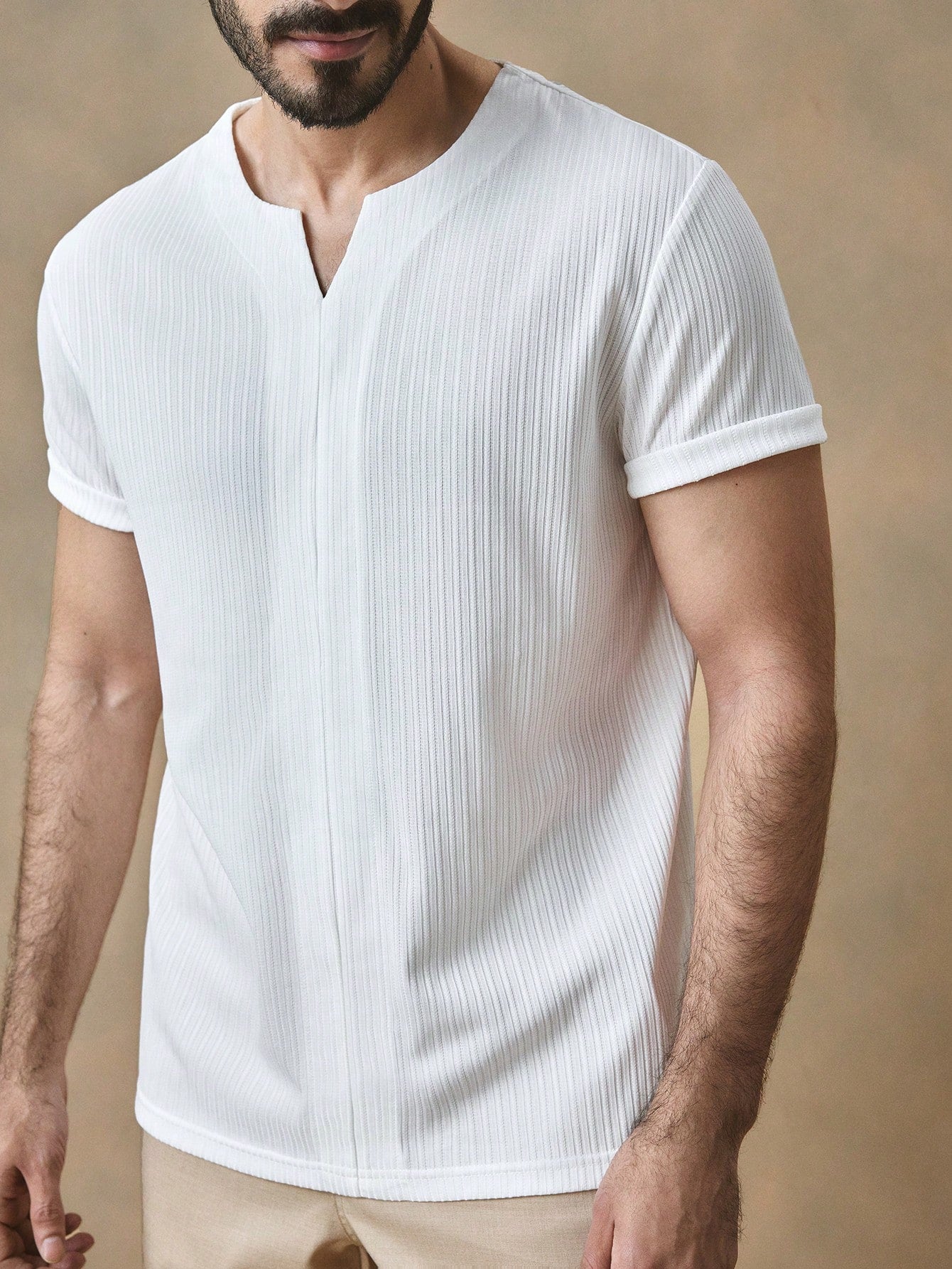 Camisa Masculina Slim Gola Italiana Textura Elegante Branco / PP Camisa Masculina Slim Gola Italiana Textura Elegante