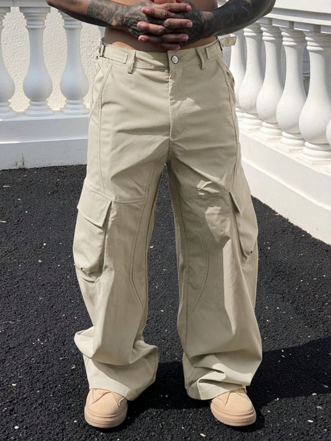 Calça Masculina Wide Leg Com Rebites E Caimento Solto Calça Masculina Wide Leg Com Rebites E Caimento Solto