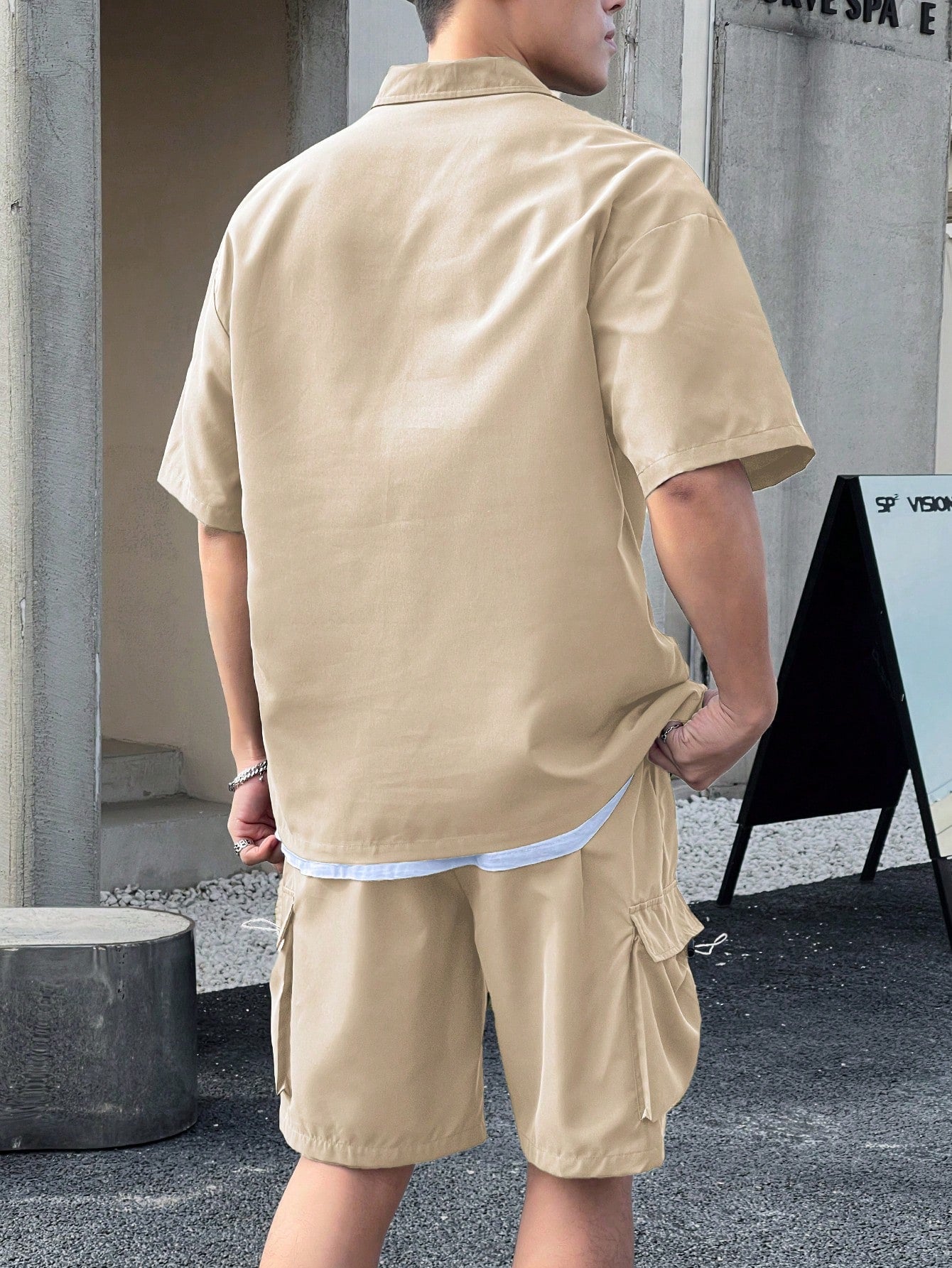 Conjunto Masculino Camisa Manga Curta E Bermuda Tecido De Linho Conjunto Masculino Camisa Manga Curta E Bermuda Tecido