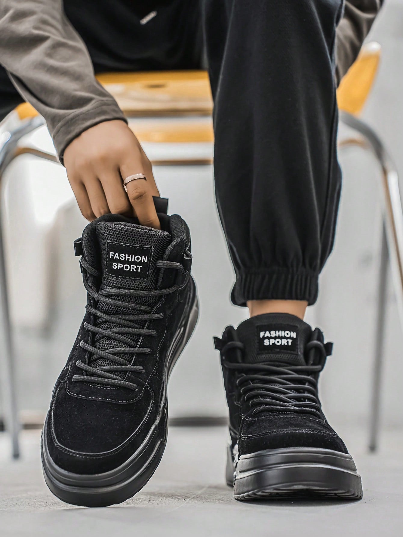 Tênis Masculino Cano Alto Estilo Street Casual Confortável Tênis Masculino Cano Alto Estilo Street Casual Confortável