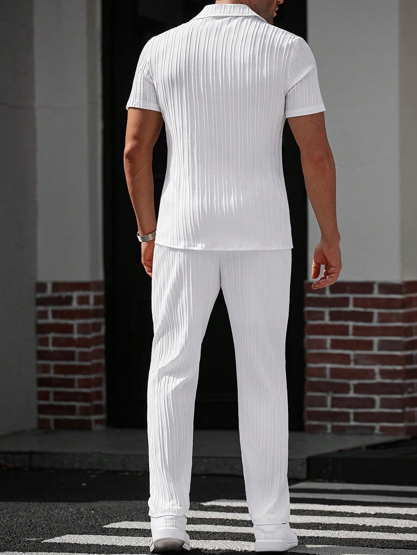 Conjunto Masculino Camisa Canelada E Calça Reta Minimalista Conjunto Masculino Camisa Canelada E Calça Reta Minimalista