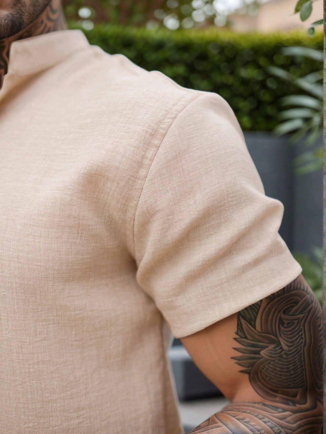 Camisa Masculina Gola Padre Slim Caimento Impecável Camisa Masculina Gola Padre Slim Caimento Impecável