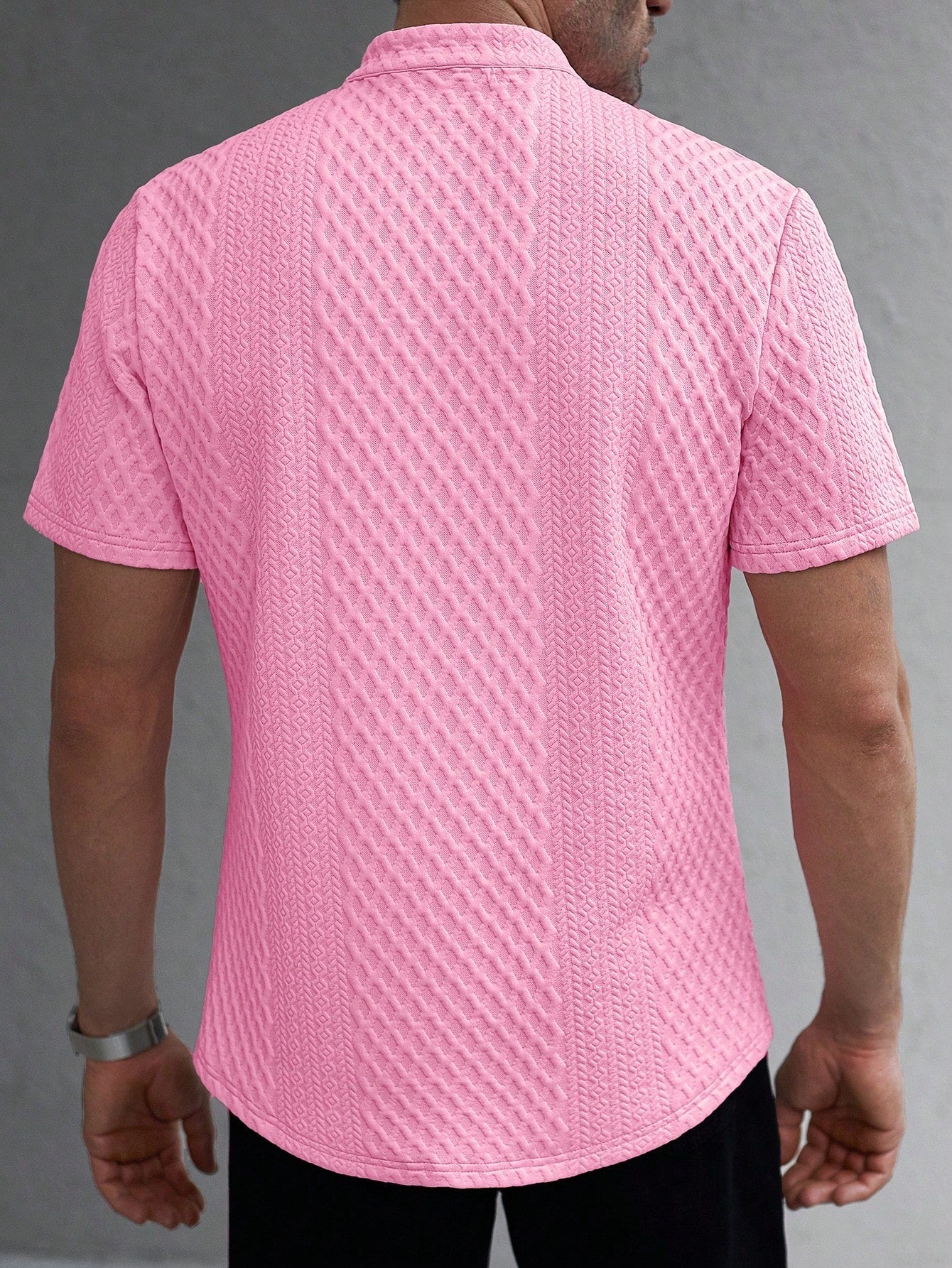 Camisa Masculina Gola Padre Texturizada Design Moderno Camisa Masculina Gola Padre Texturizada Design Moderno