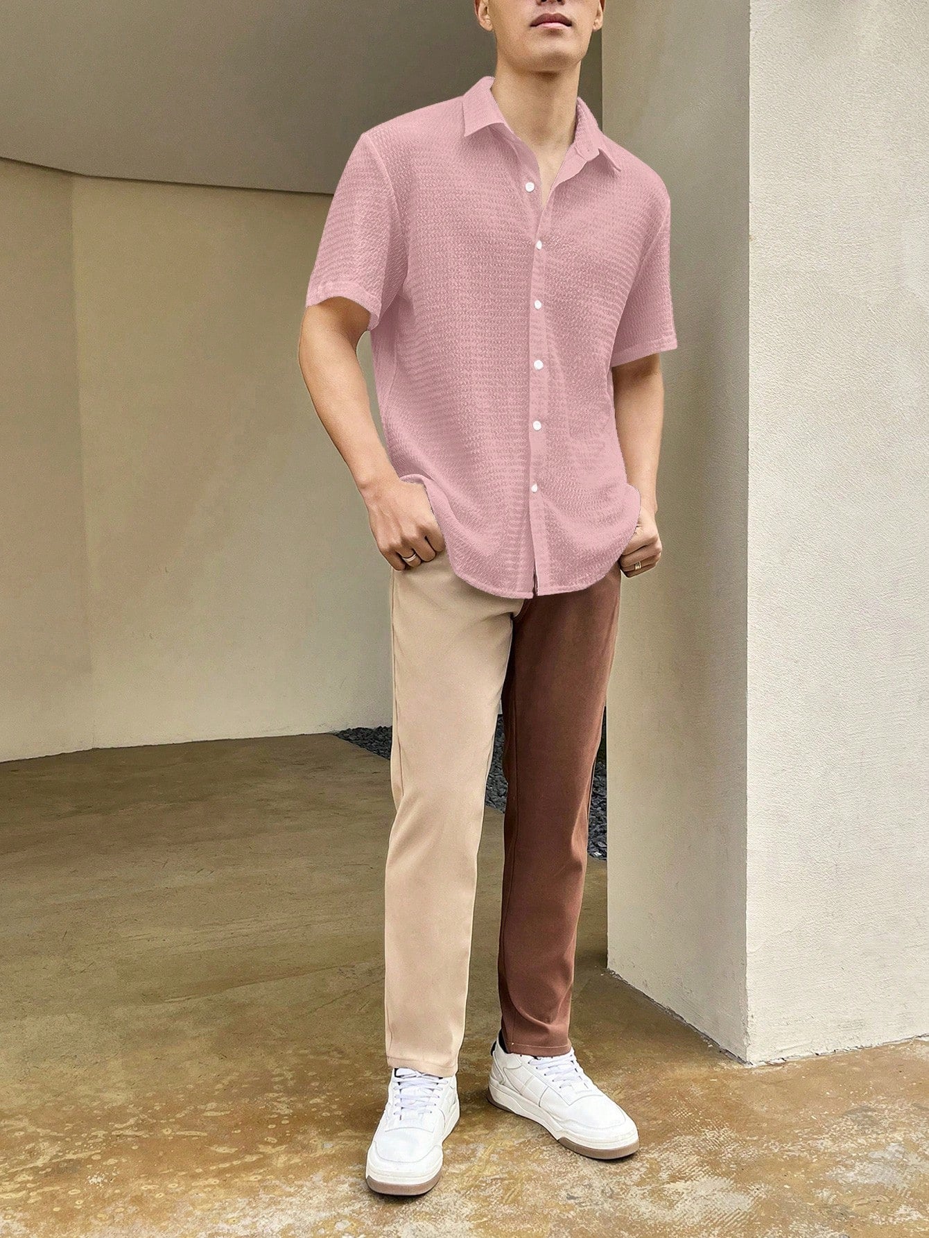 Camisa Masculina De Botão Tecido Elástico Textura Suave Camisa Masculina De Botão Tecido Elástico Textura Suave