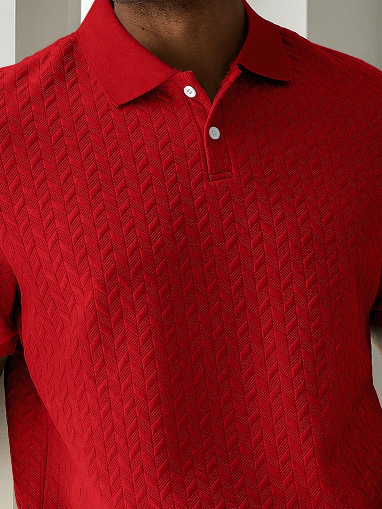 Camisa Polo Masculina Estampa Geométrica Tecido Jacquard Camisa Polo Masculina Estampa Geométrica Tecido Jacquard