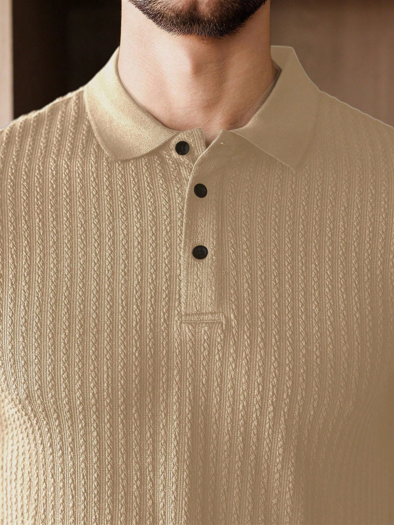 Camisa Polo Masculina Casual Textura Diferenciada Manga Curta Camisa Polo Masculina Casual Textura Diferenciada Manga