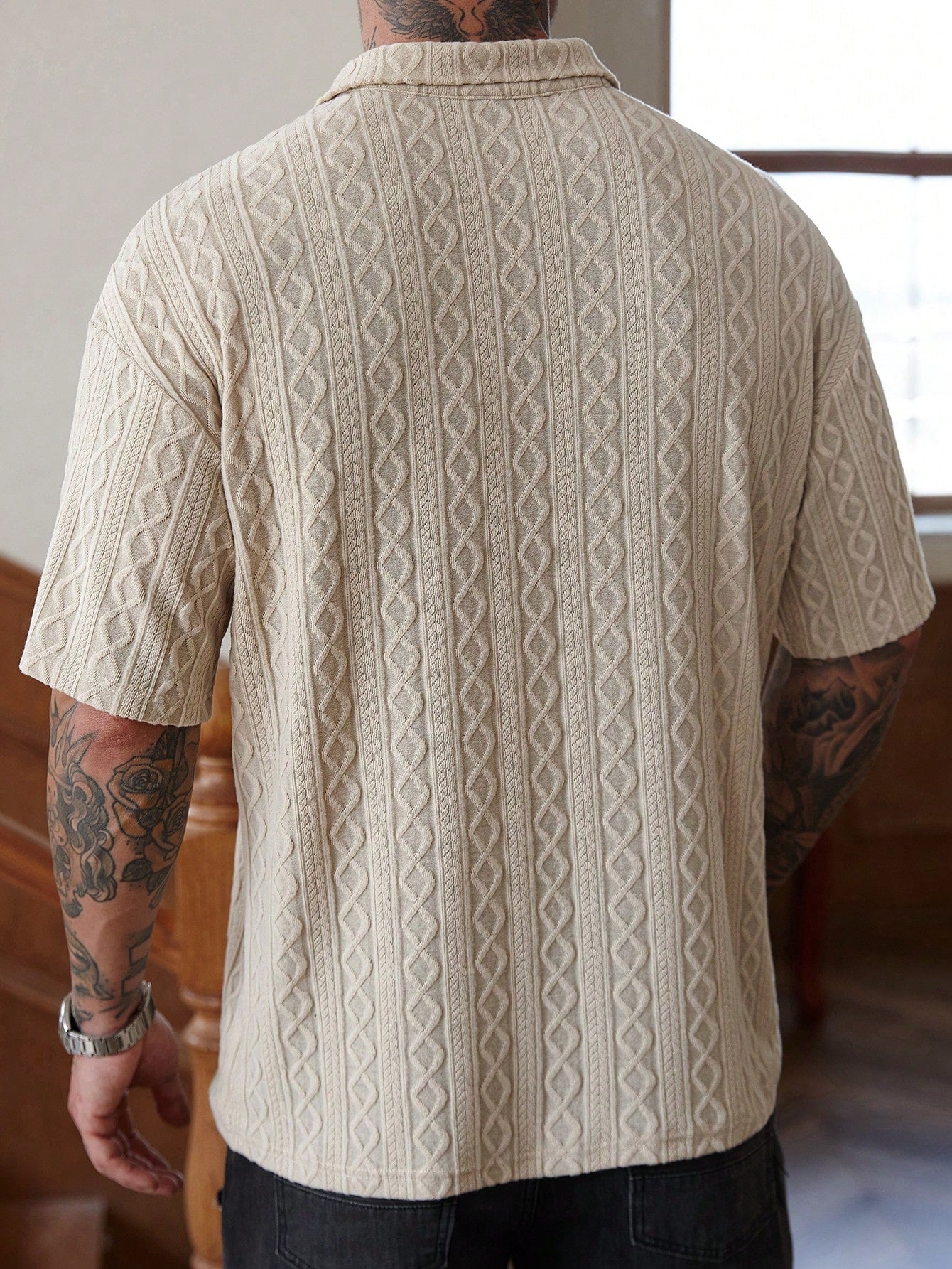 Camisa Polo Masculina Oversized Trama Estilizada Conforto Camisa Polo Masculina Oversized Trama Estilizada Conforto