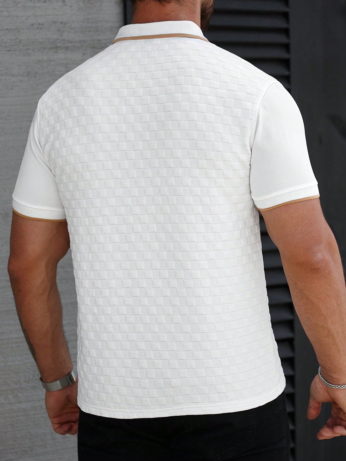 Camisa Polo Masculina Texturizada Gola Contrastante Camisa Polo Masculina Texturizada Gola Contrastante