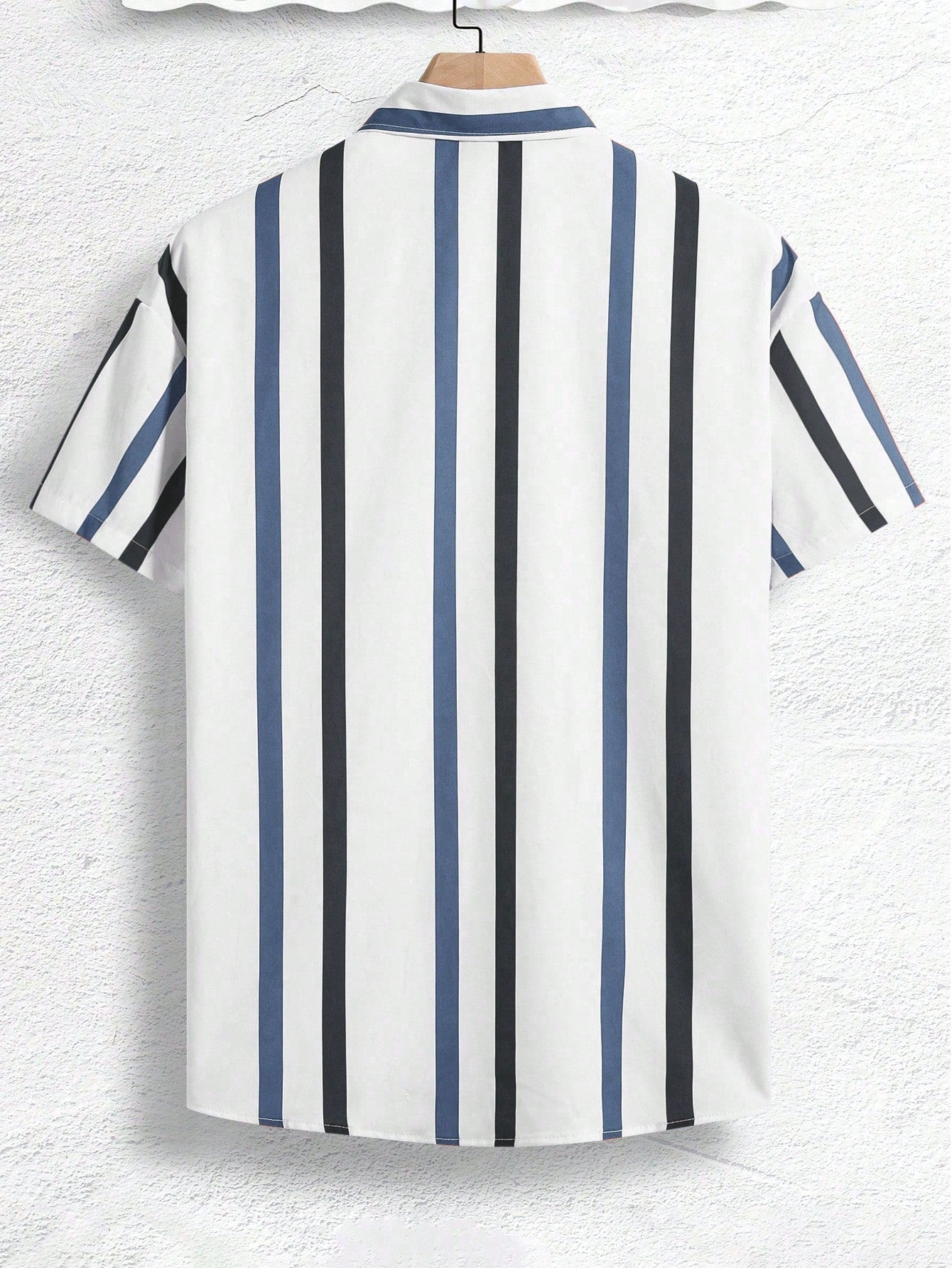 Camisa Masculina De Botão Listras Verticais Estilo Casual Camisa Masculina De Botão Listras Verticais Estilo Casual