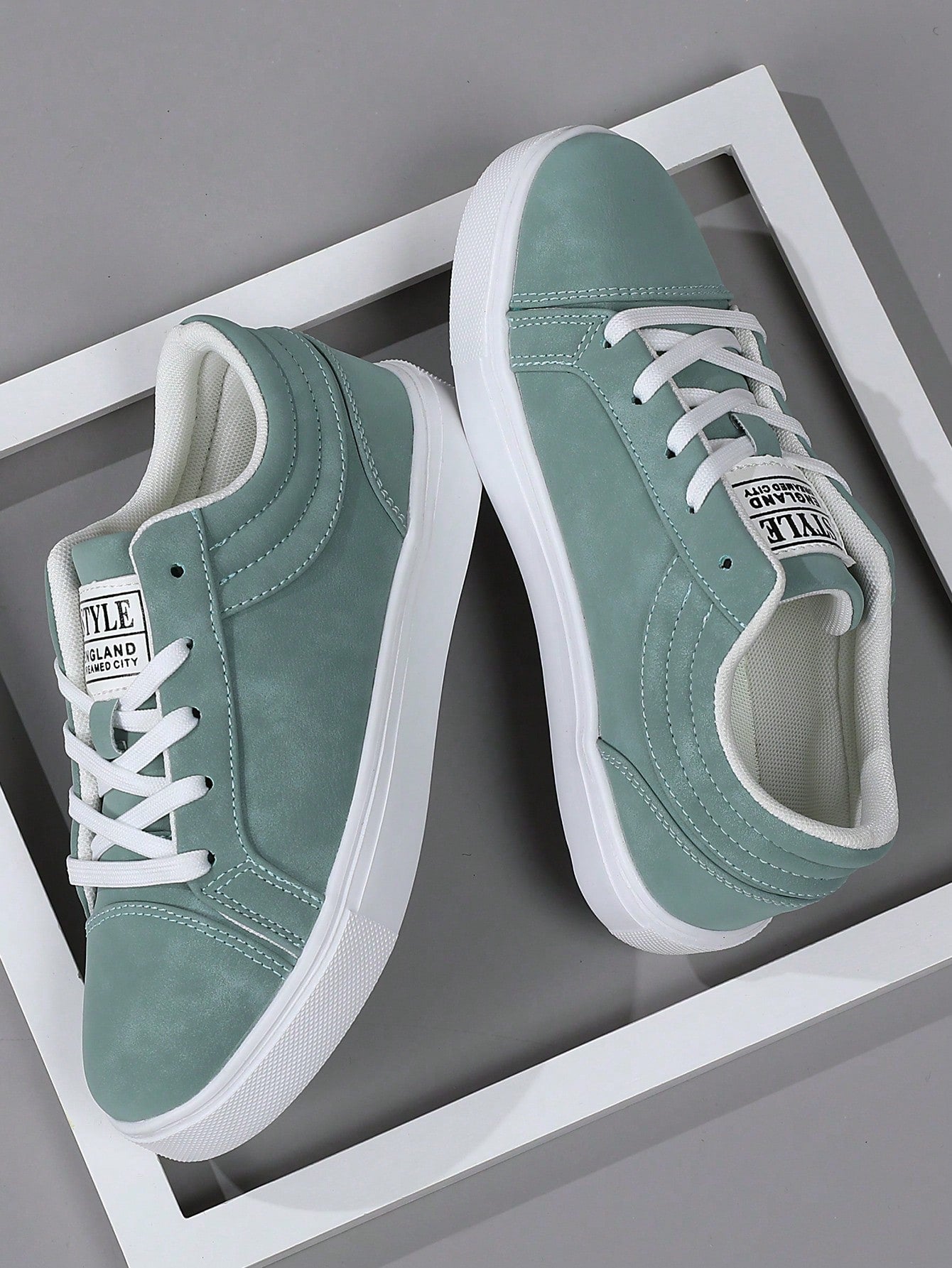 Tênis Masculino Casual Street Cadarço Couro Sintético Leve Verde Menta / 36 Tênis Masculino Casual Street Cadarço Couro