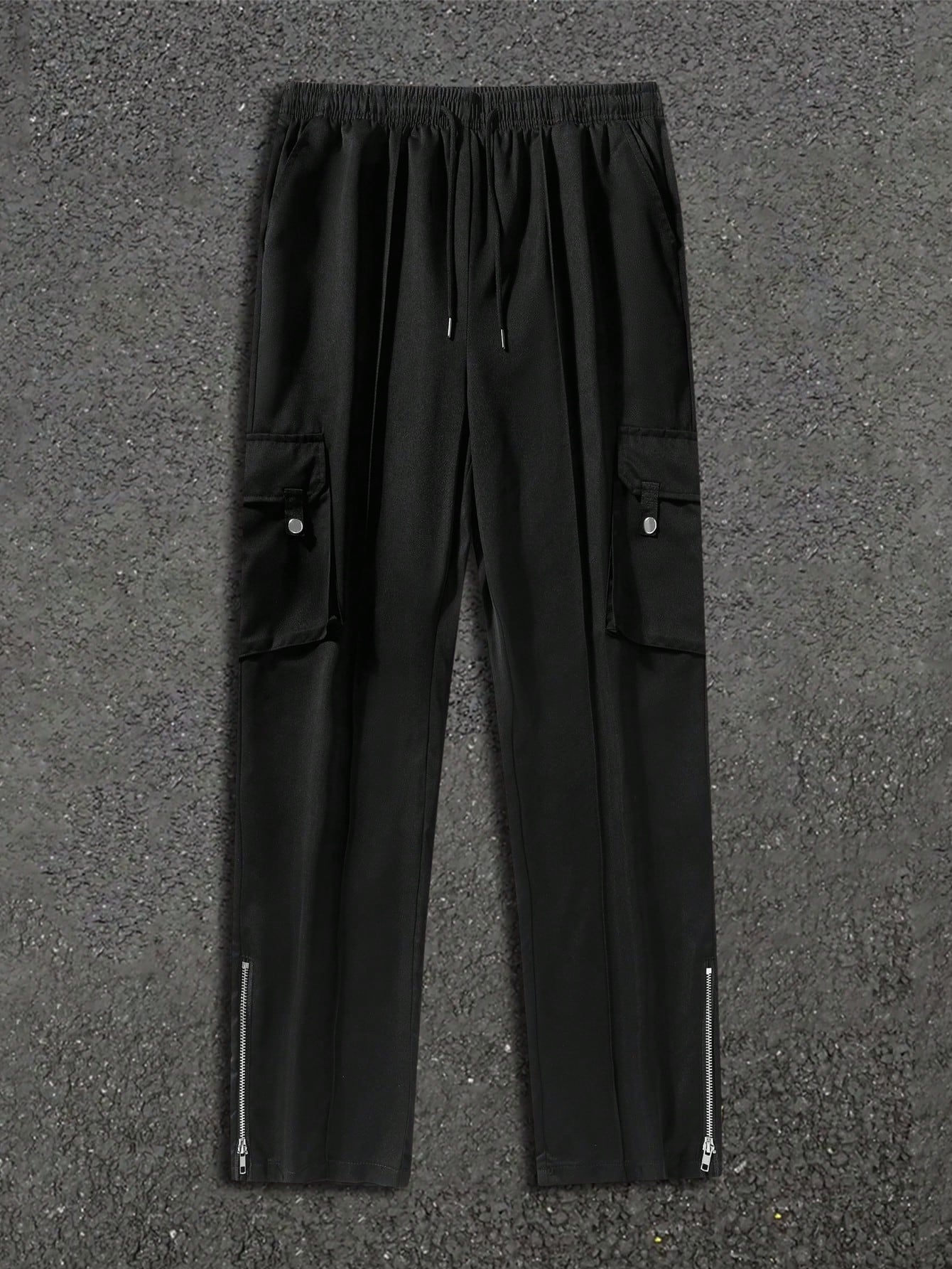 Calça Masculina Cargo Com Zíper Na Barra E Estilo Street Calça Masculina Cargo Com Zíper Na Barra E Estilo Street