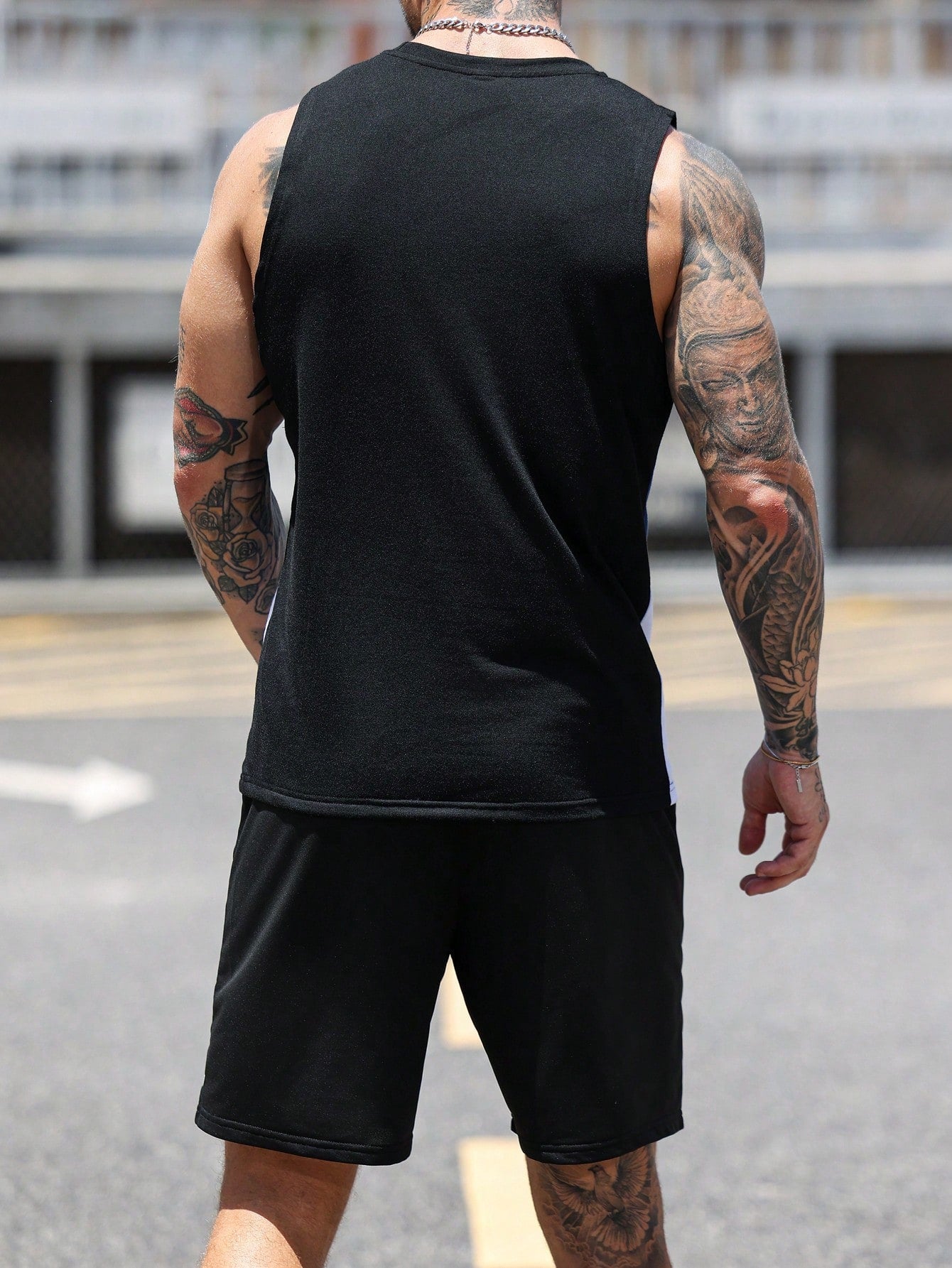 Conjunto Masculino Regata Gola Redonda E Shorts Casuais Conjunto Masculino Regata Gola Redonda E Shorts Casuais