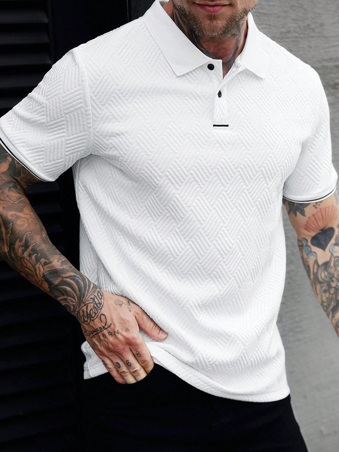 Camisa Polo Masculina Casual Detalhe Color Block Botões Camisa Polo Masculina Casual Detalhe Color Block Botões