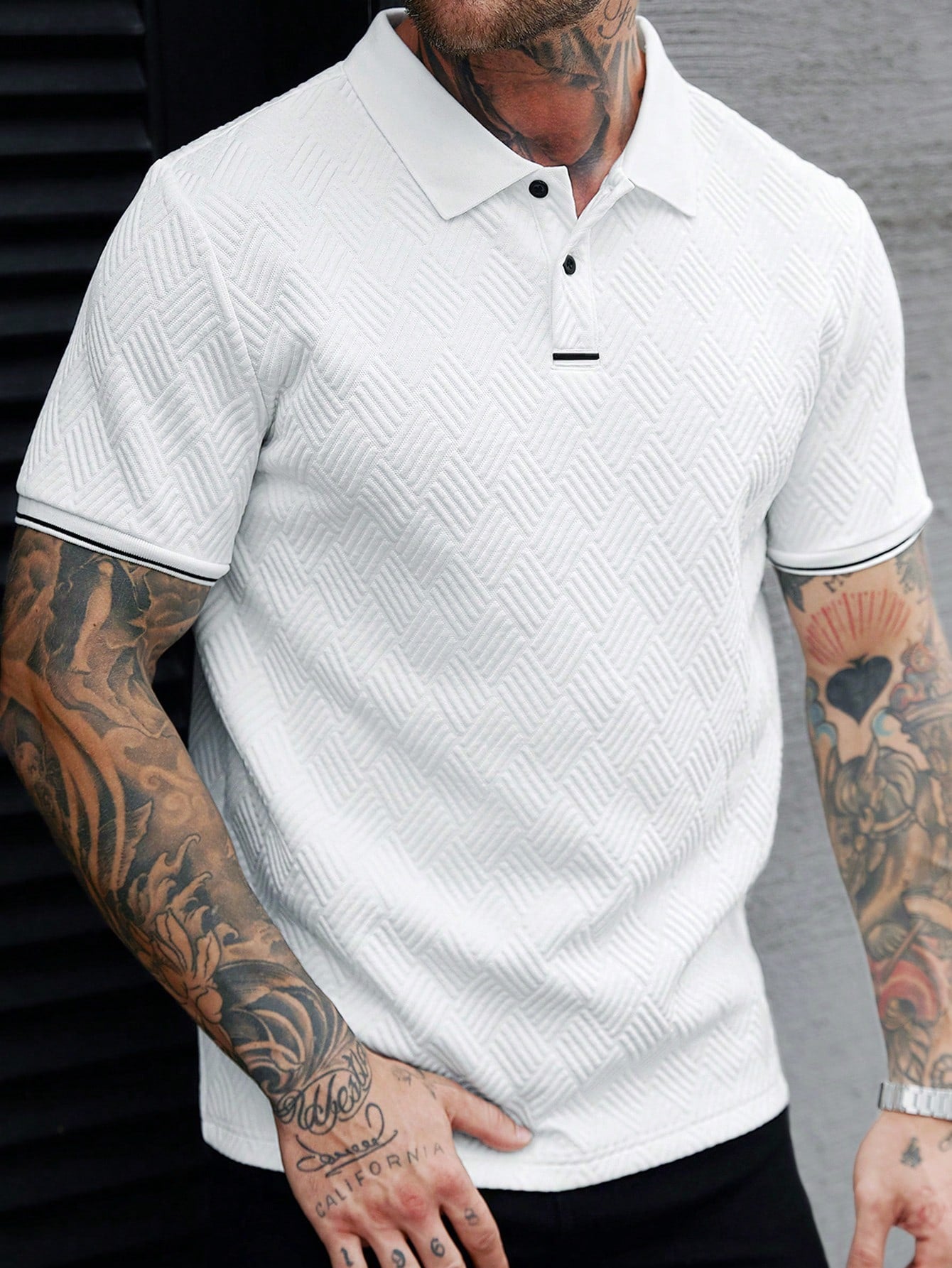 Camisa Polo Masculina Casual Detalhe Color Block Botões Camisa Polo Masculina Casual Detalhe Color Block Botões