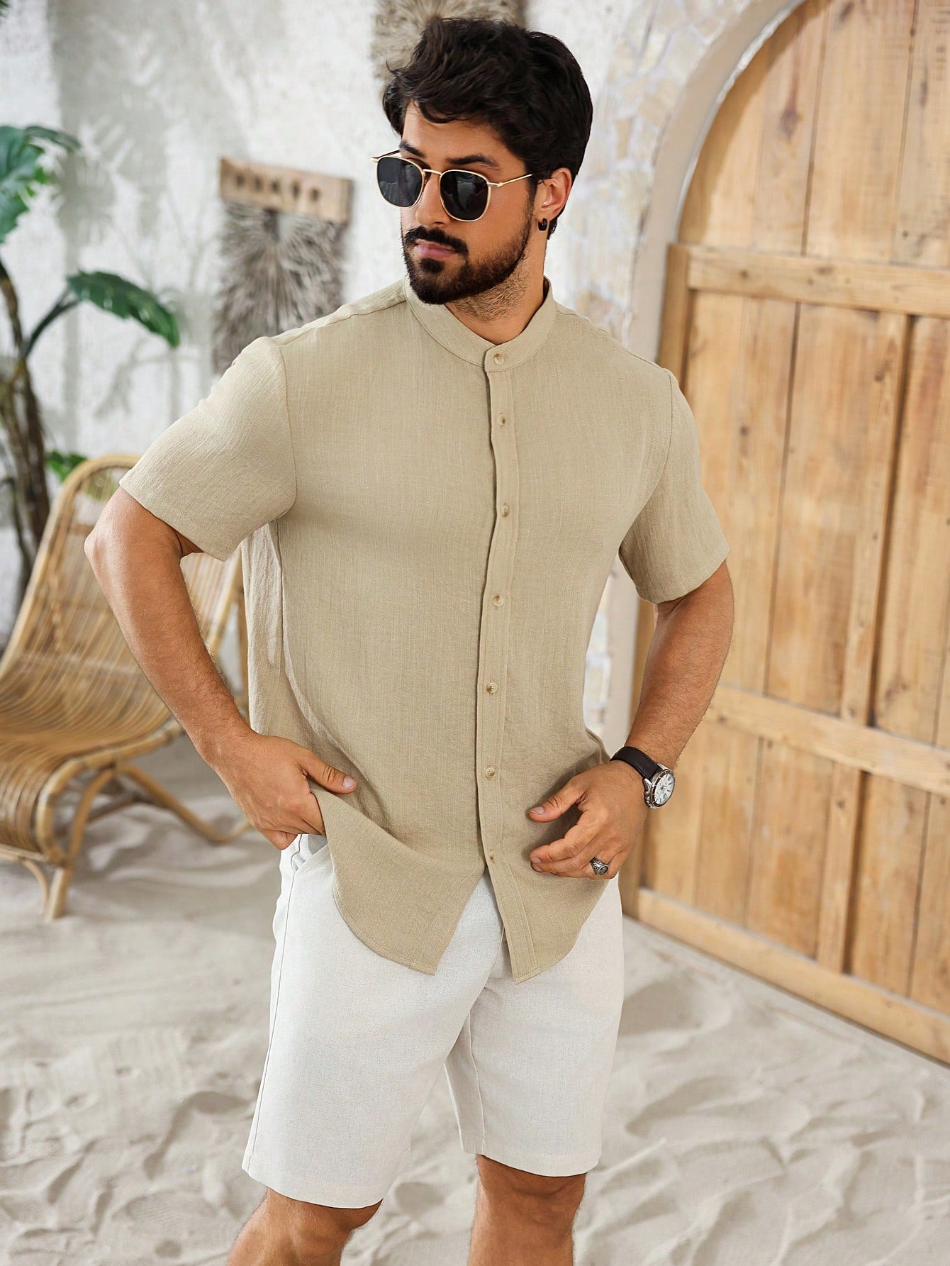 Bermuda Masculina De Linho Com Tecido Flexível E Respirável Bermuda Masculina De Linho Com Tecido Flexível E Respirável