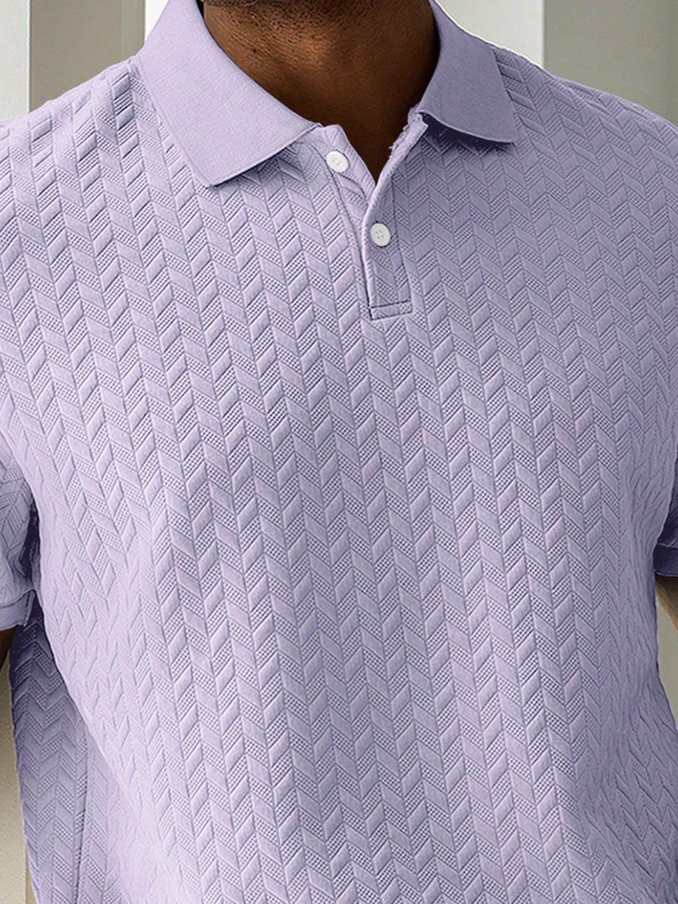 Camisa Polo Masculina Estampa Geométrica Tecido Jacquard Camisa Polo Masculina Estampa Geométrica Tecido Jacquard