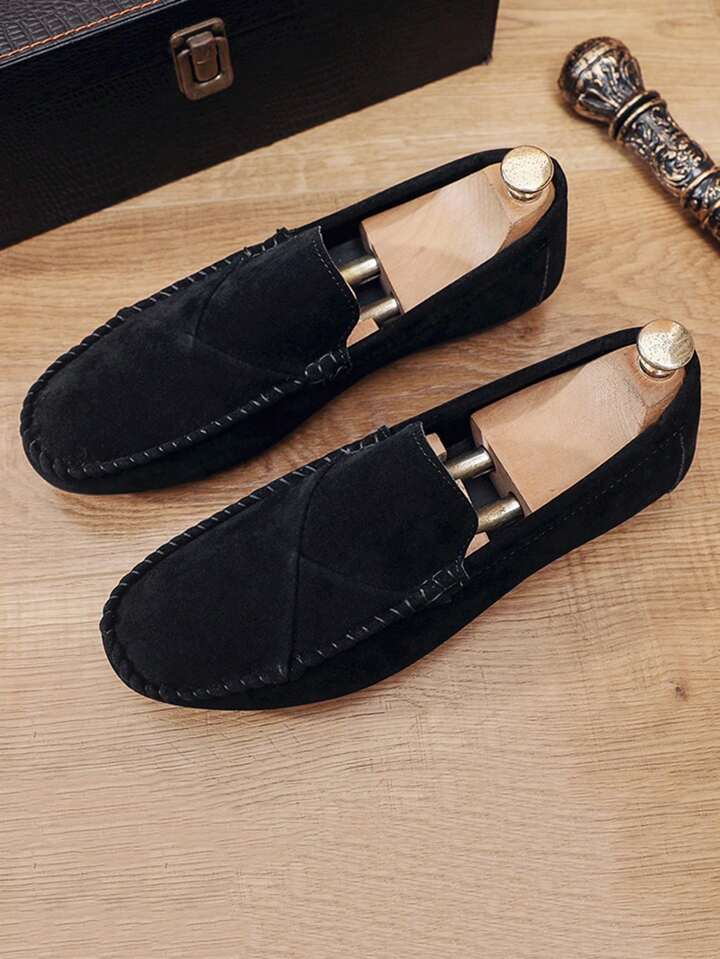 Mocassim Masculino Camurça Casual Costura Aparente Elegante Preto / 36 Mocassim Masculino Camurça Casual Costura