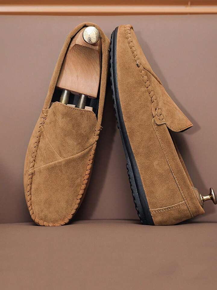 Mocassim Masculino Camurça Casual Costura Aparente Elegante Mocassim Masculino Camurça Casual Costura Aparente Elegante