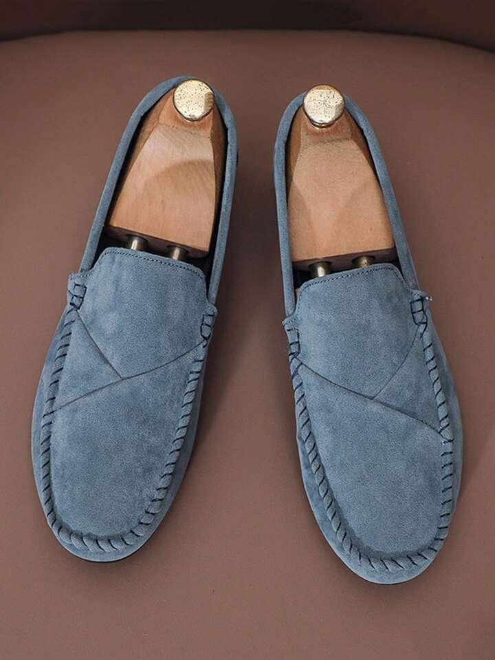 Mocassim Masculino Camurça Casual Costura Aparente Elegante Mocassim Masculino Camurça Casual Costura Aparente Elegante