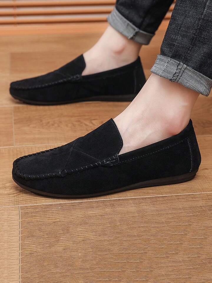 Mocassim Masculino Camurça Casual Costura Aparente Elegante Mocassim Masculino Camurça Casual Costura Aparente Elegante