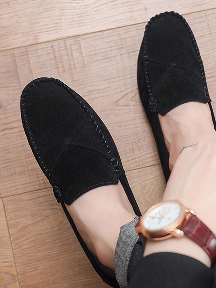 Mocassim Masculino Camurça Casual Costura Aparente Elegante Mocassim Masculino Camurça Casual Costura Aparente Elegante