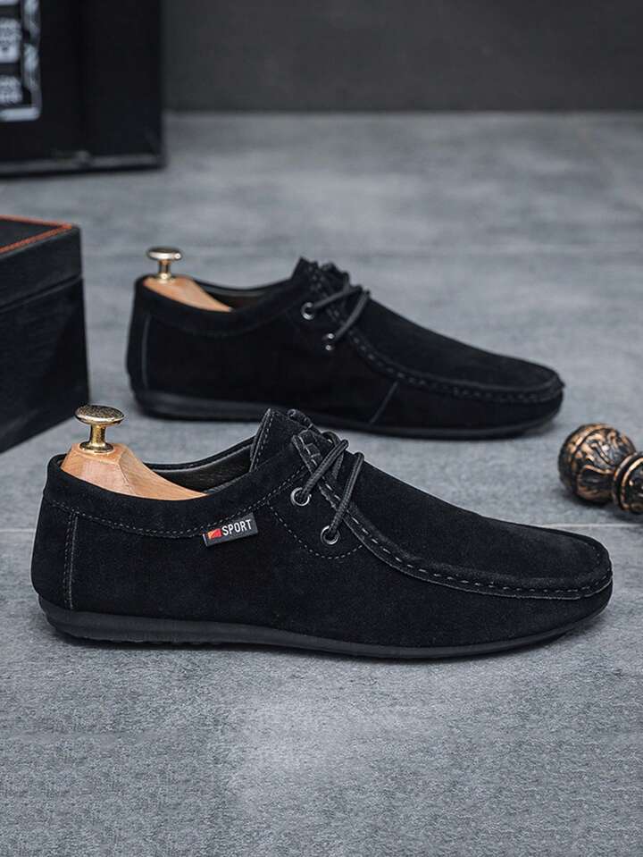 Tênis Masculino Casual Camurça Cadarço Solado Antiderrapante Preto / 36 Tênis Masculino Casual Camurça Cadarço Solado