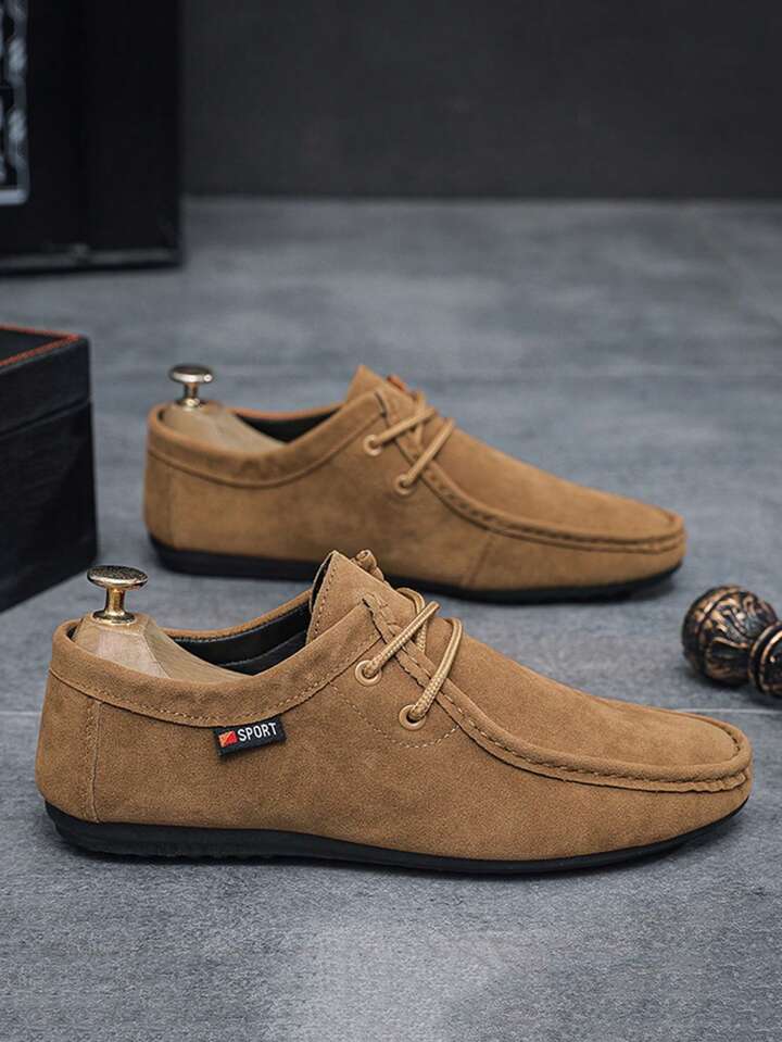 Tênis Masculino Casual Camurça Cadarço Solado Antiderrapante Marrom / 36 Tênis Masculino Casual Camurça Cadarço Solado