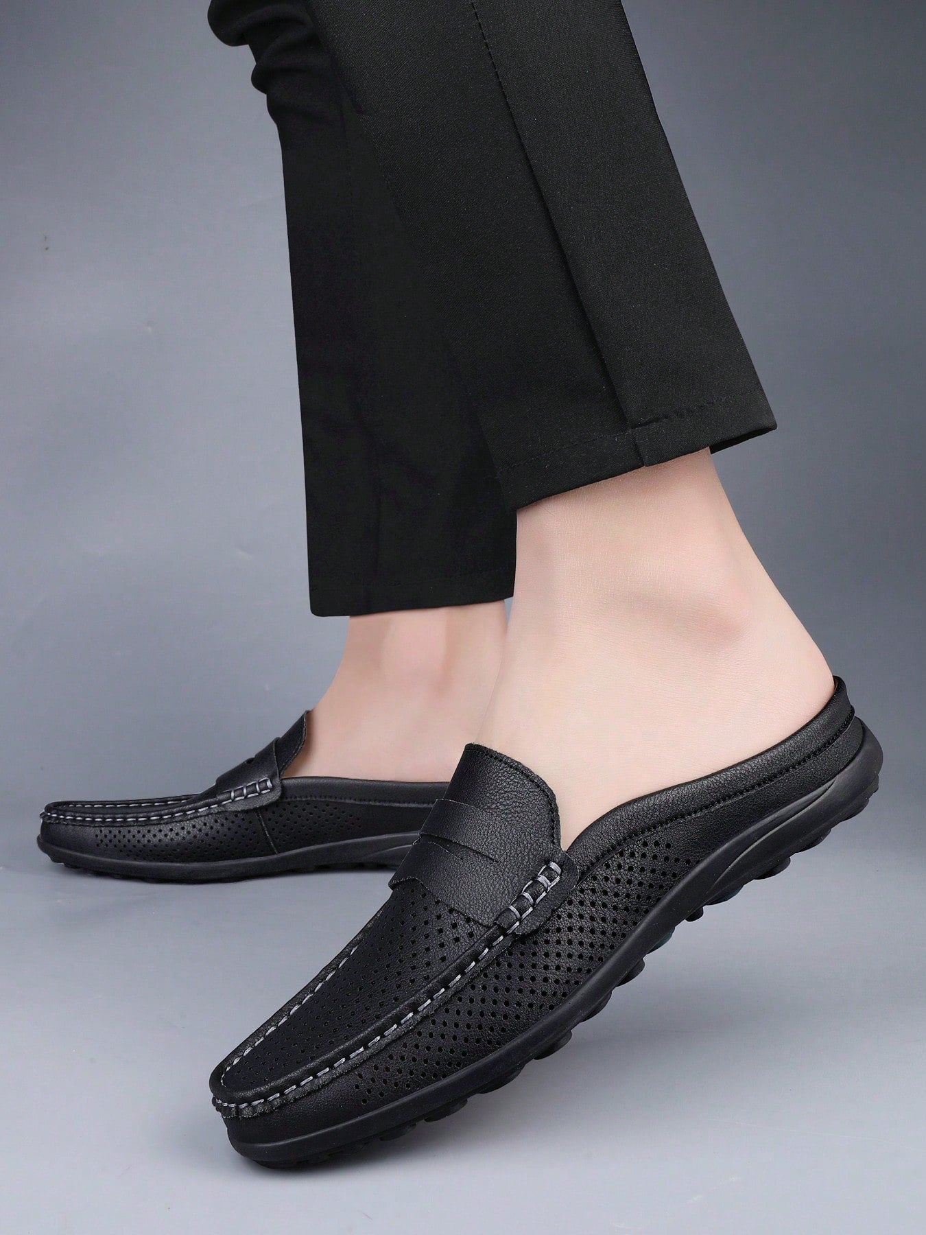 Mocassim Masculino Mule Perfurado Solado Confortável Mocassim Masculino Mule Perfurado Solado Confortável