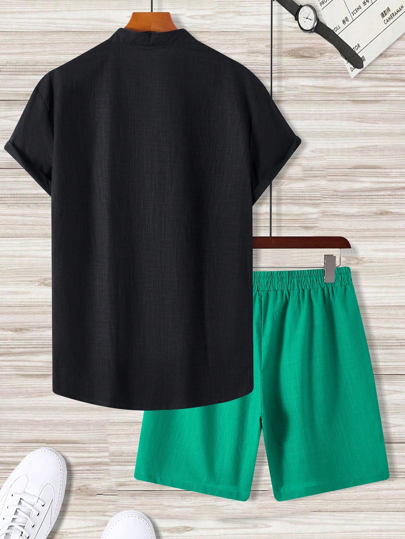 Conjunto Masculino Camisa Manga Curta E Shorts Estilo Básico Conjunto Masculino Camisa Manga Curta E Shorts Estilo