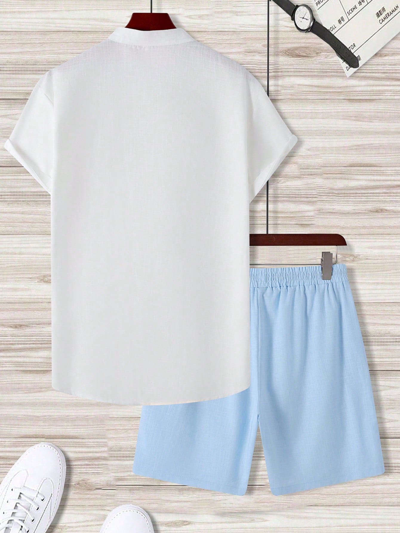 Conjunto Masculino Camisa Manga Curta E Shorts Estilo Básico Conjunto Masculino Camisa Manga Curta E Shorts Estilo