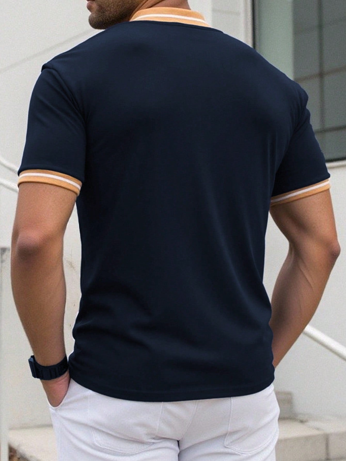 Camisa Polo Masculina Detalhe Contrastante Textura Fina Camisa Polo Masculina Detalhe Contrastante Textura Fina