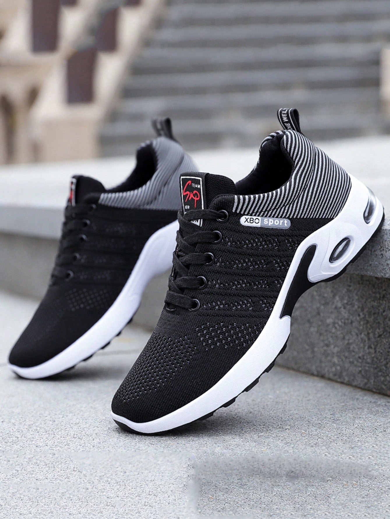 Tênis Masculino Color Blocking Knit Air Cushion Respirável Amortecimento Tênis Masculino Color Blocking Knit Air