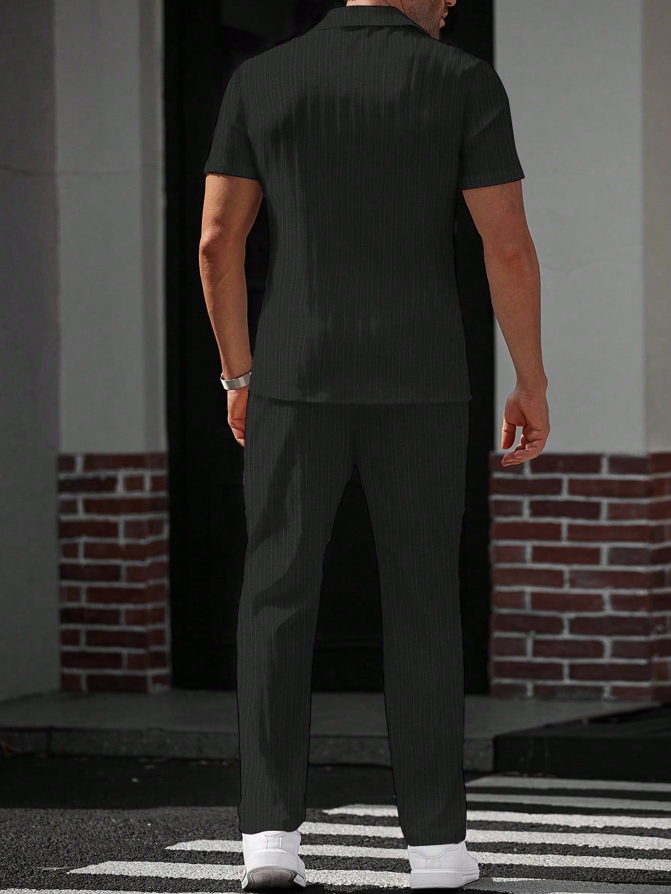 Conjunto Masculino Camisa Canelada E Calça Reta Minimalista Conjunto Masculino Camisa Canelada E Calça Reta Minimalista