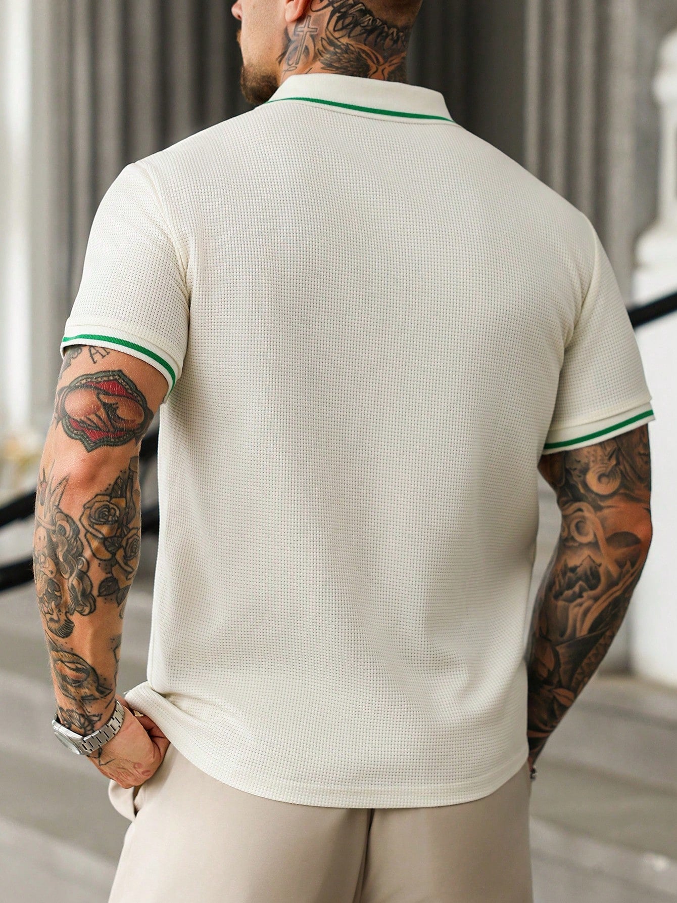 Camisa Polo Masculina Detalhe Contrastante Textura Fina Camisa Polo Masculina Detalhe Contrastante Textura Fina