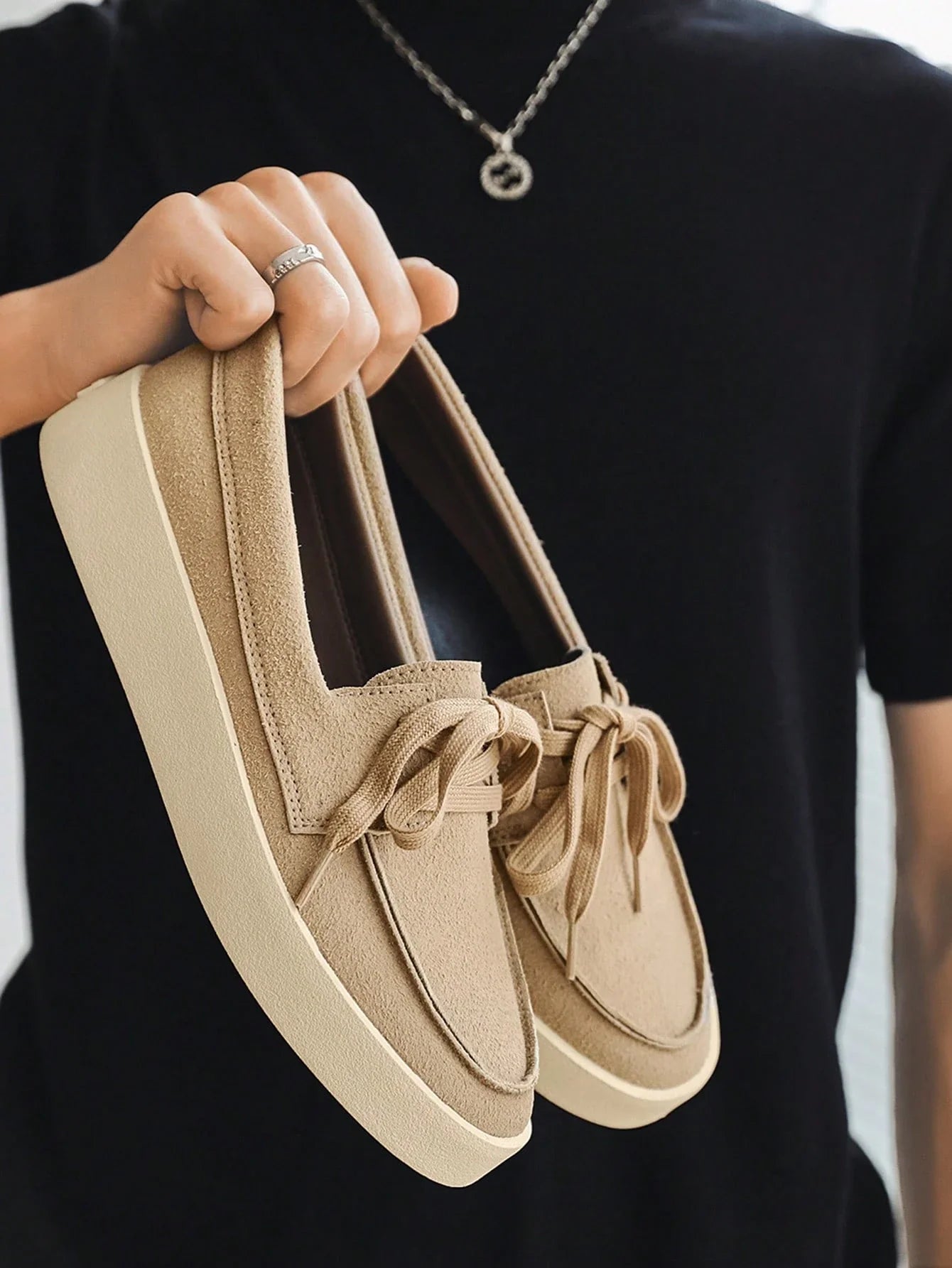 Mocassim Masculino Casual Street Solado Alto Confortável Caqui / 36 Mocassim Masculino Casual Street Solado Alto