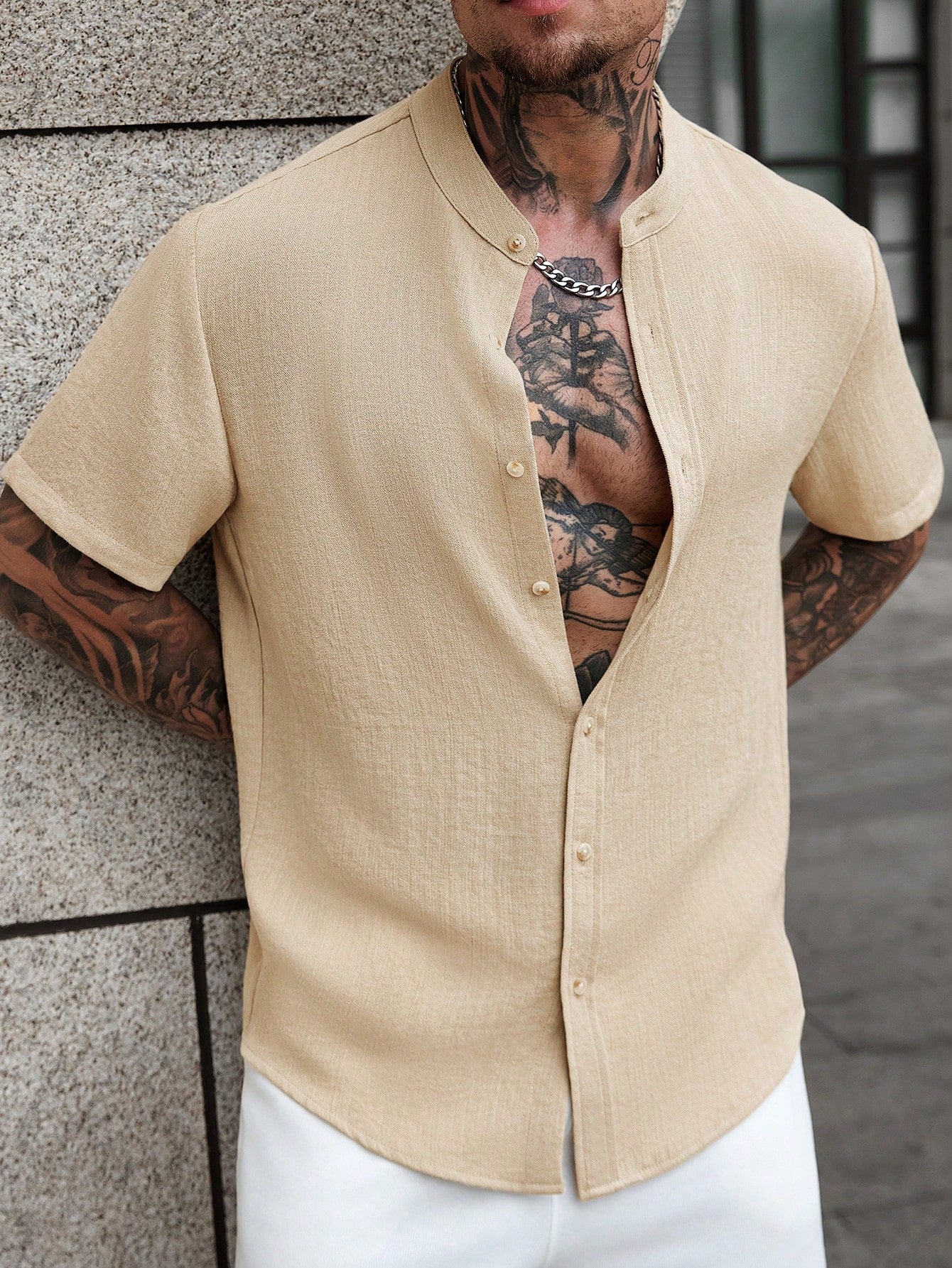 Camisa Masculina Gola Padre Visual Clean Caimento Nobre Camisa Masculina Gola Padre Visual Clean Caimento Nobre