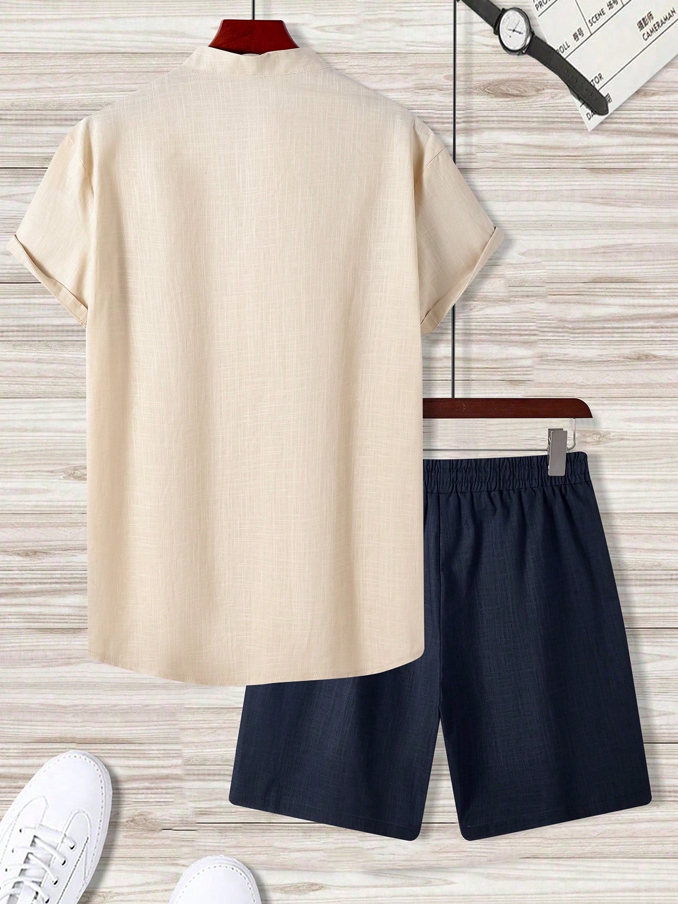 Conjunto Masculino Camisa Manga Curta E Shorts Estilo Básico Conjunto Masculino Camisa Manga Curta E Shorts Estilo