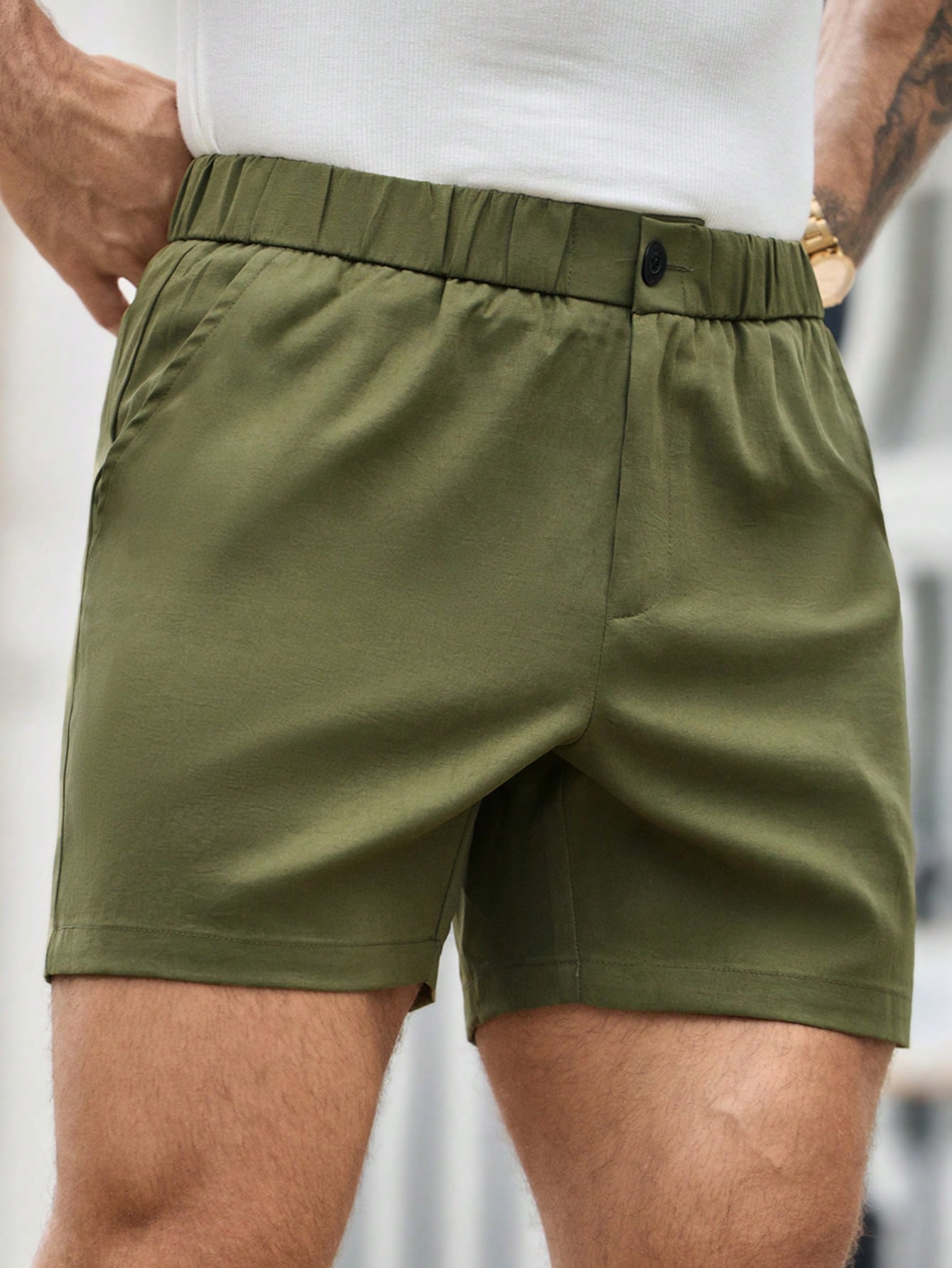 Shorts Masculino Woven Casual Com Cós Médio E Caimento Reto Shorts Masculino Woven Casual Com Cós Médio E Caimento Reto