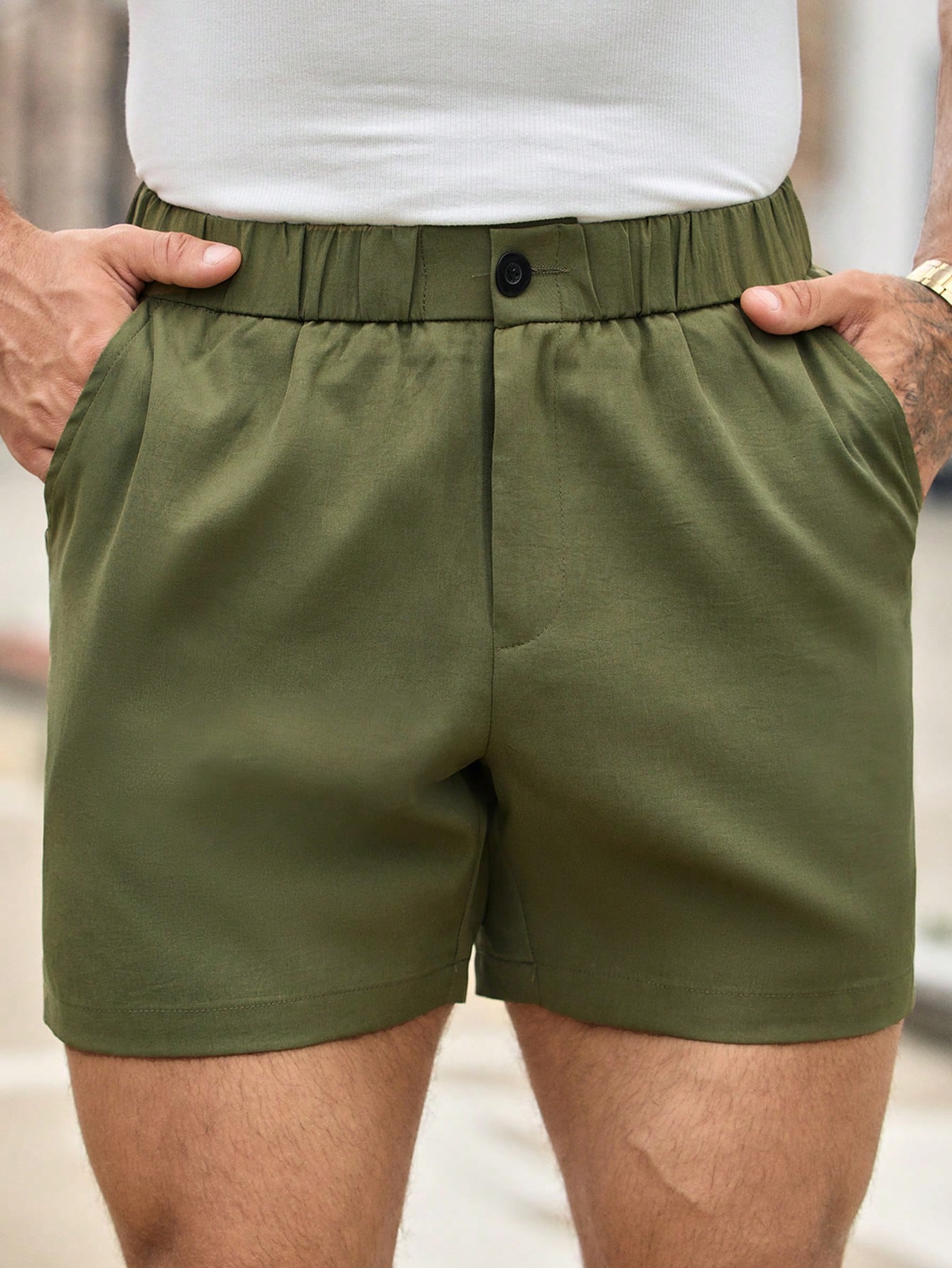 Shorts Masculino Woven Casual Com Cós Médio E Caimento Reto Shorts Masculino Woven Casual Com Cós Médio E Caimento Reto