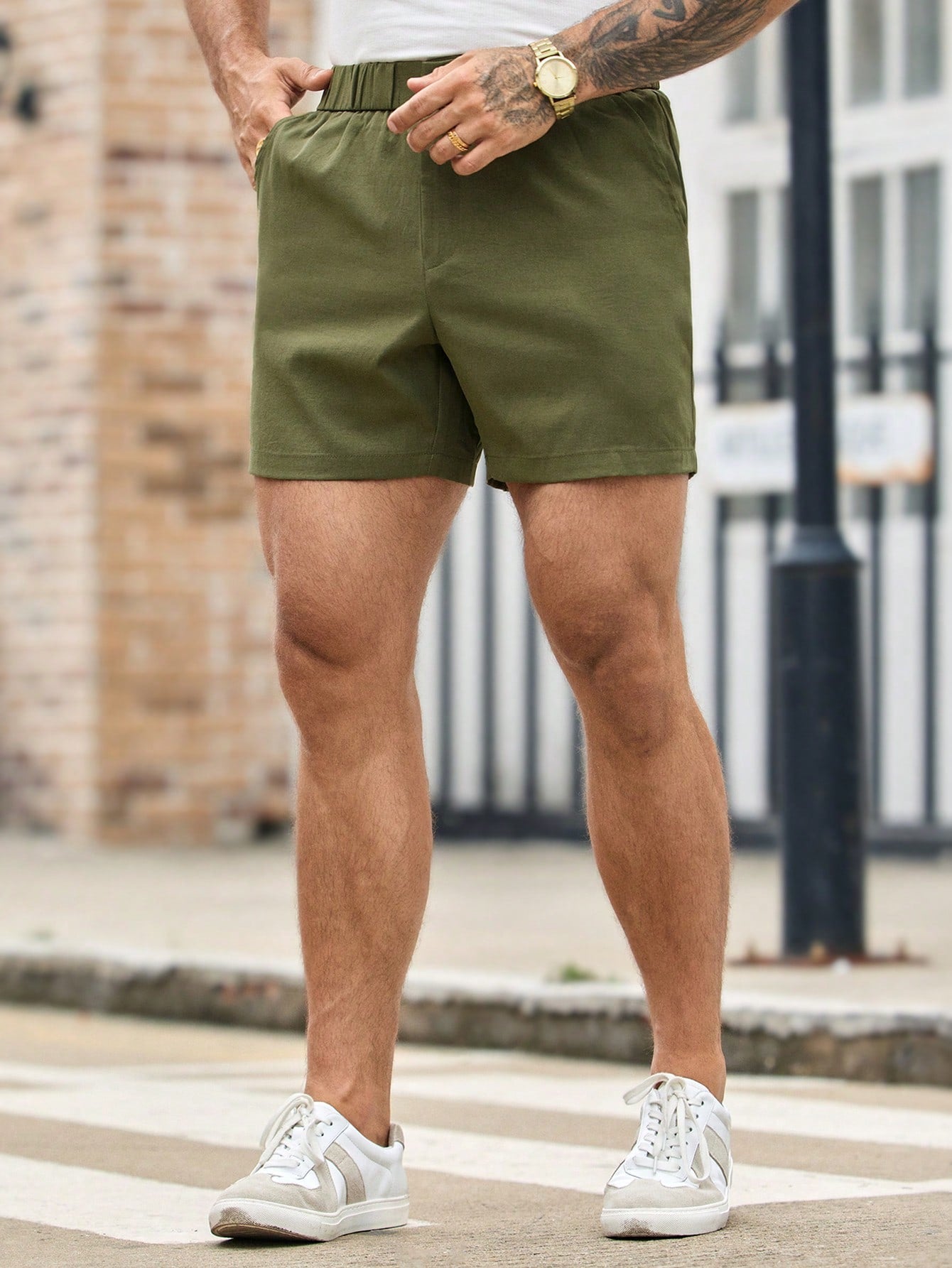 Shorts Masculino Woven Casual Com Cós Médio E Caimento Reto Shorts Masculino Woven Casual Com Cós Médio E Caimento Reto